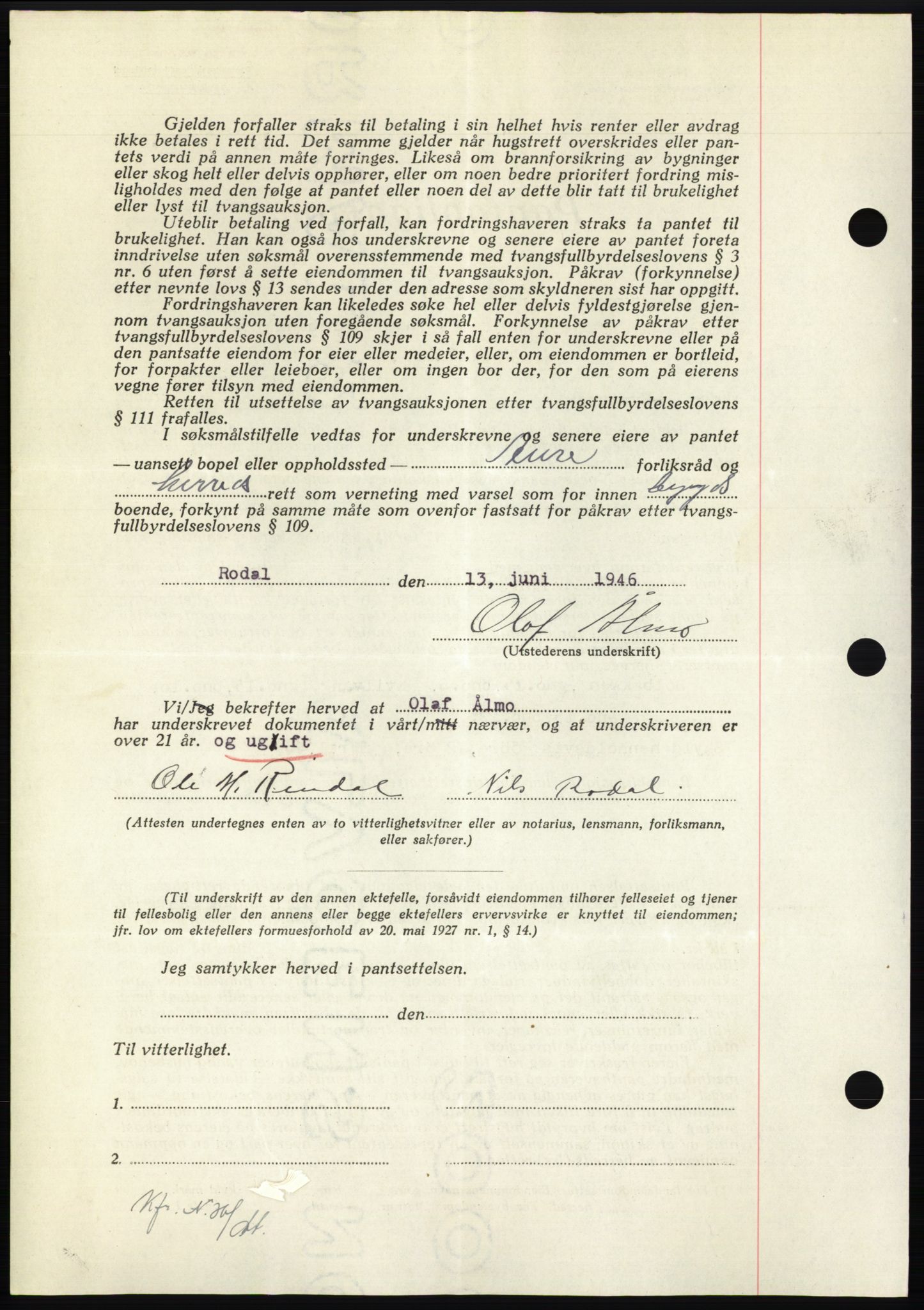 Nordmøre sorenskriveri, AV/SAT-A-4132/1/2/2Ca: Mortgage book no. B94, 1946-1946, Diary no: : 1071/1946