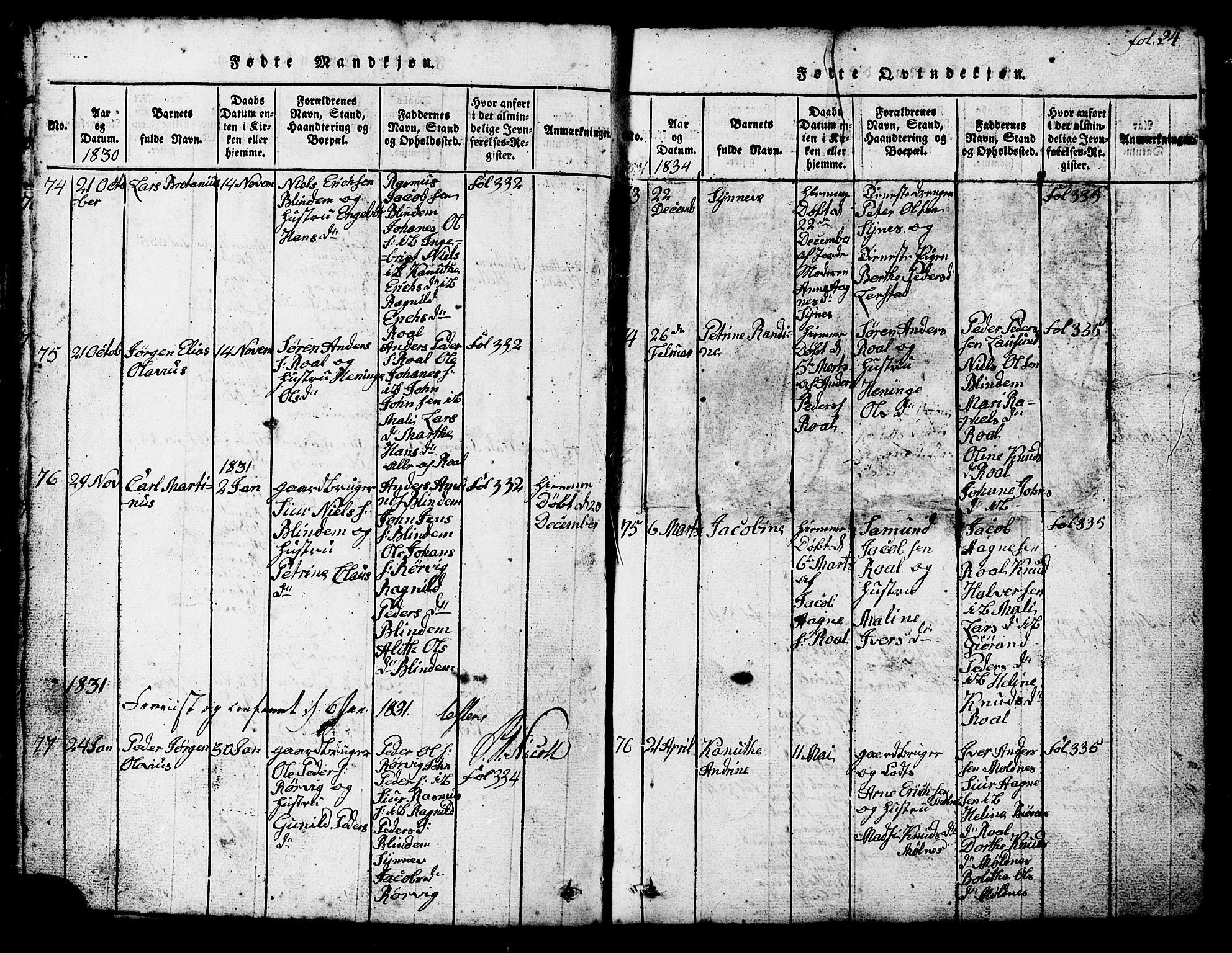 Ministerialprotokoller, klokkerbøker og fødselsregistre - Møre og Romsdal, AV/SAT-A-1454/537/L0520: Parish register (copy) no. 537C01, 1819-1868, p. 24