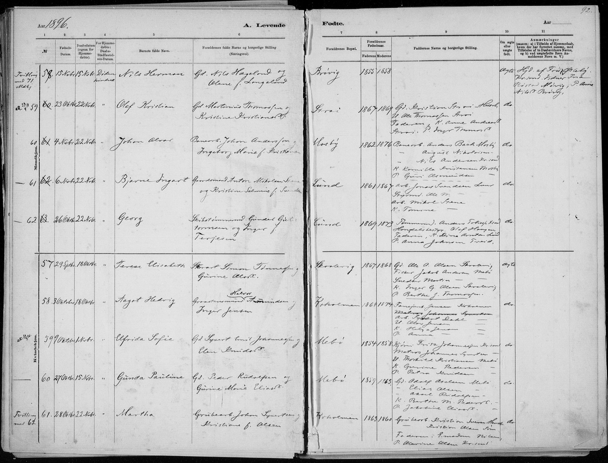 Oddernes sokneprestkontor, AV/SAK-1111-0033/F/Fa/Faa/L0009: Parish register (official) no. A 9, 1884-1896, p. 92