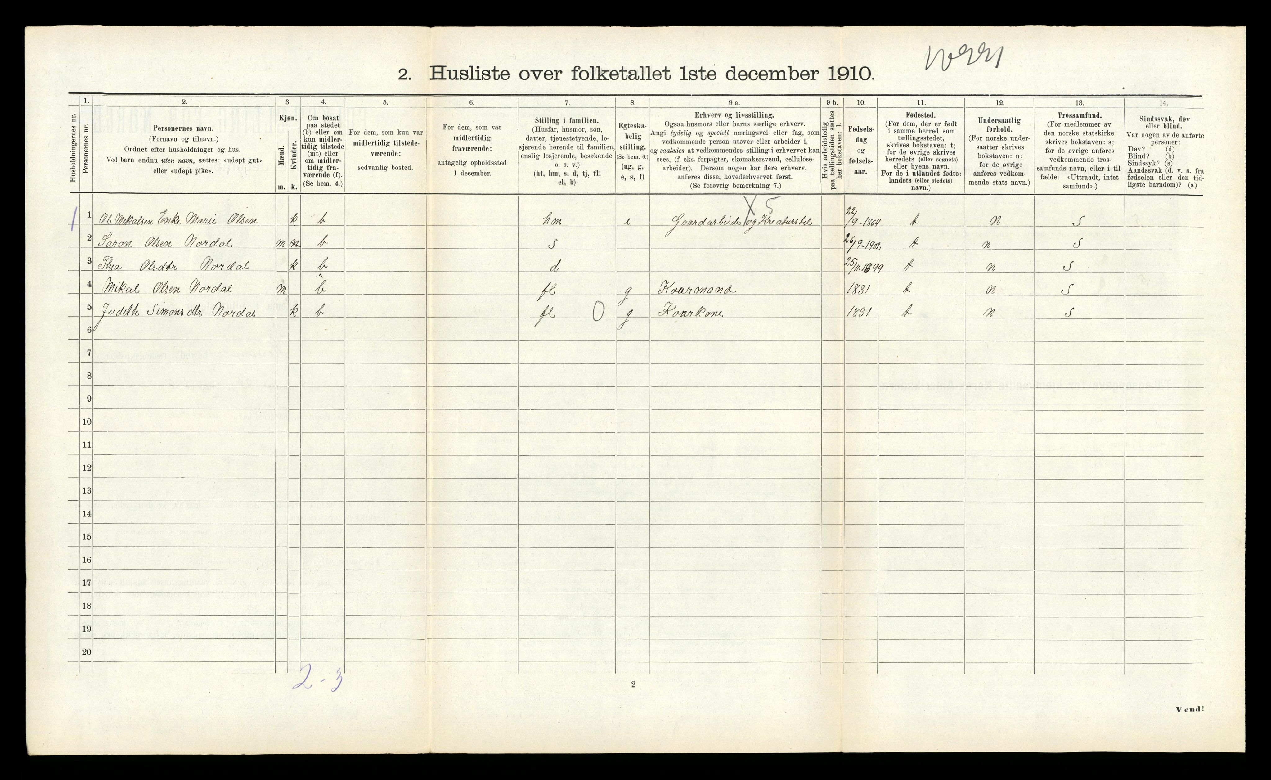 RA, 1910 census for Kinn, 1910, p. 903