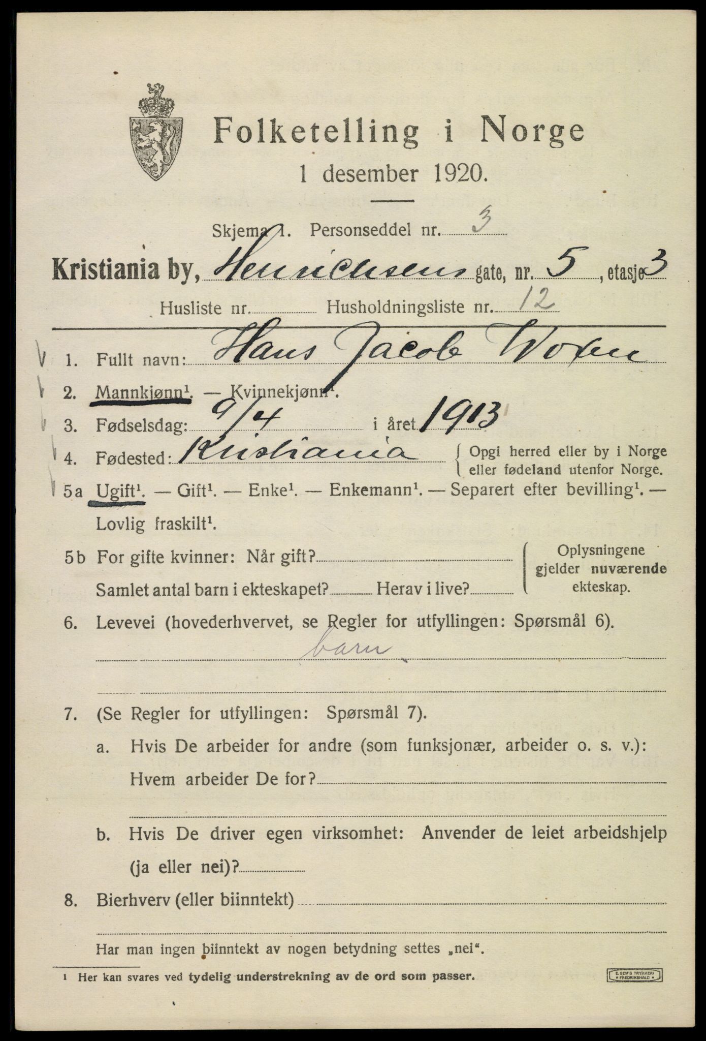 SAO, 1920 census for Kristiania, 1920, p. 286829