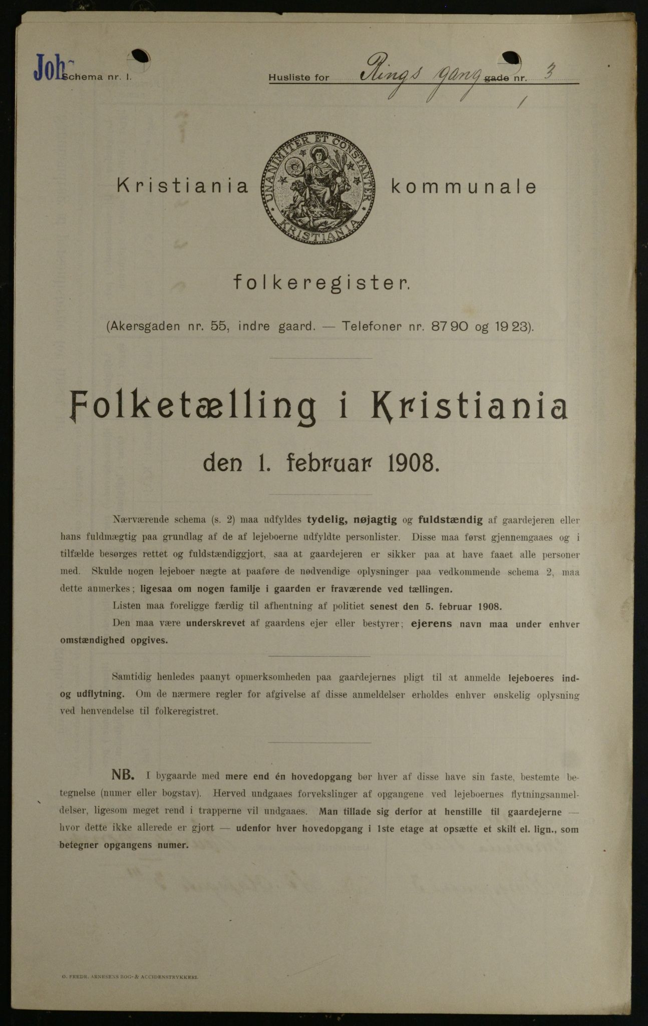 OBA, Municipal Census 1908 for Kristiania, 1908, p. 74745