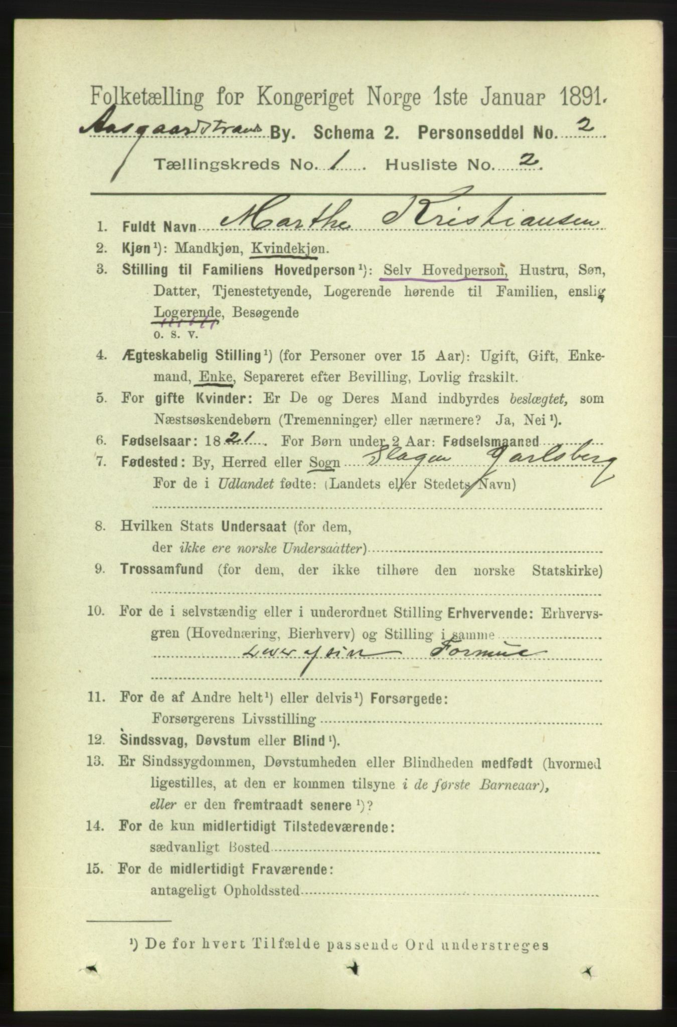 RA, 1891 census for 0704 Åsgårdstrand, 1891, p. 211