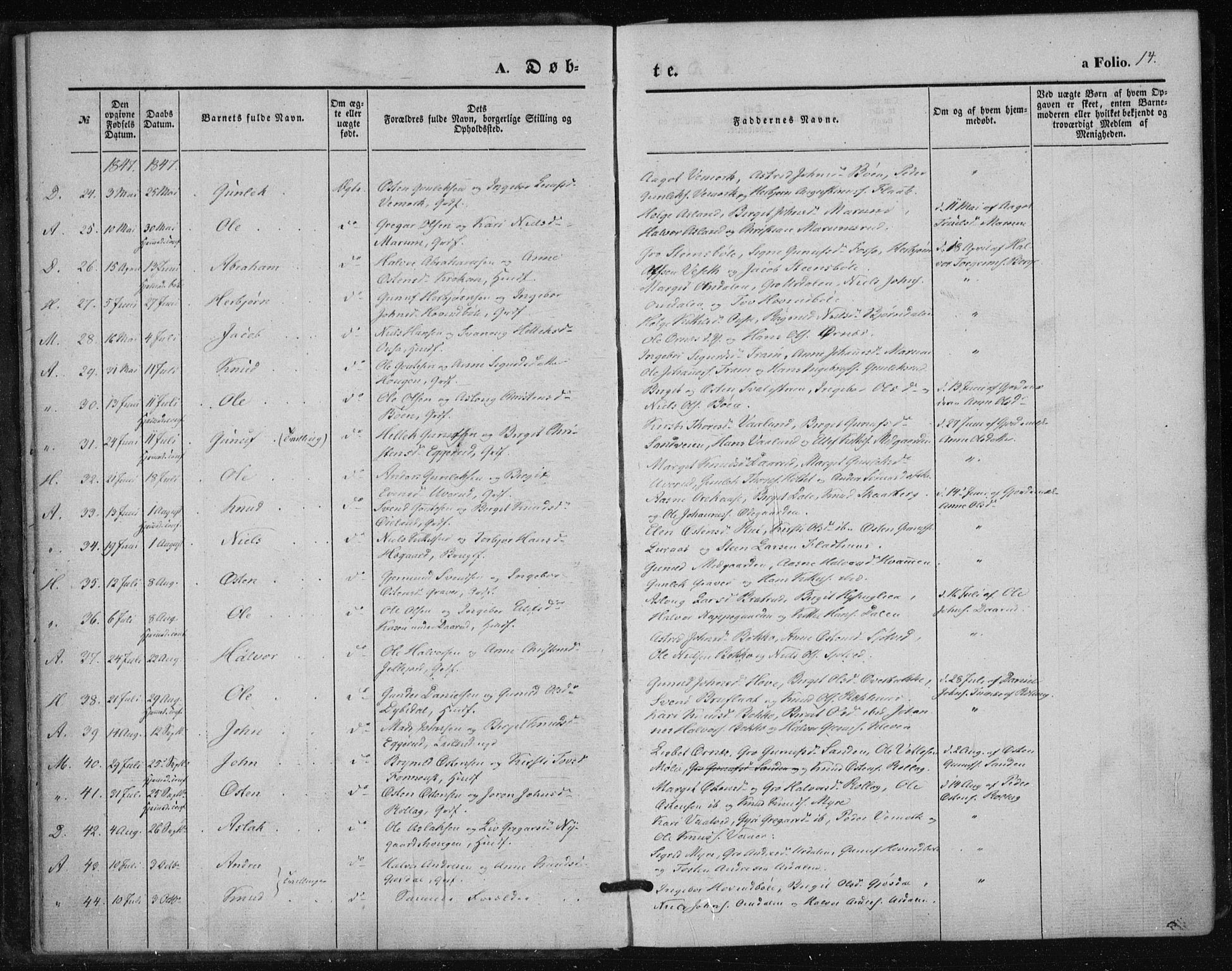 Tinn kirkebøker, SAKO/A-308/F/Fa/L0005: Parish register (official) no. I 5, 1844-1856, p. 14