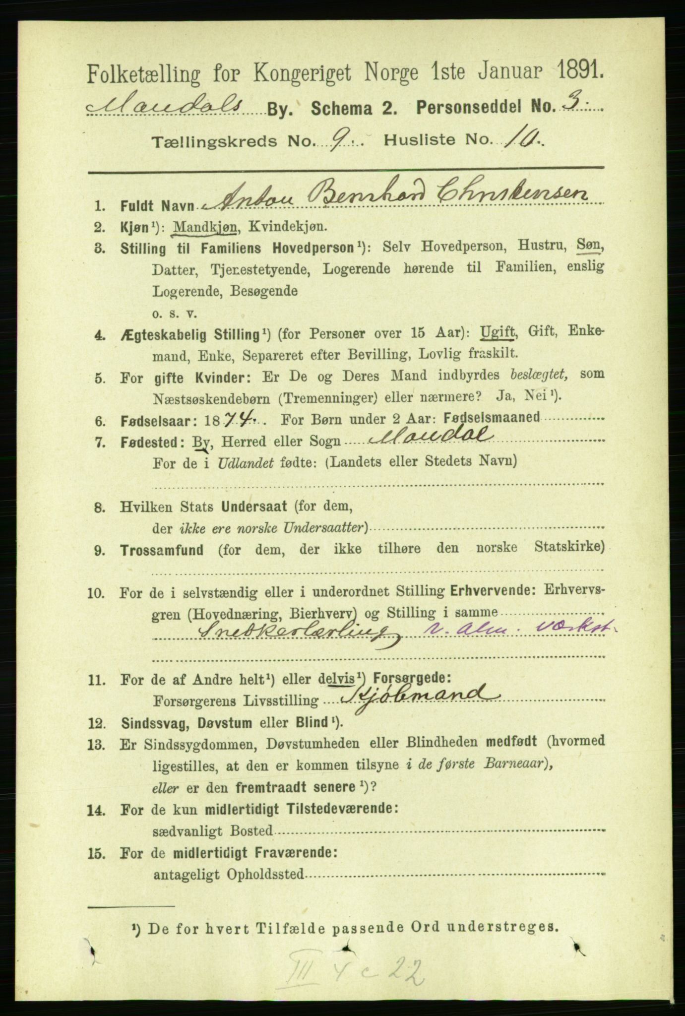 RA, 1891 census for 1002 Mandal, 1891, p. 2539