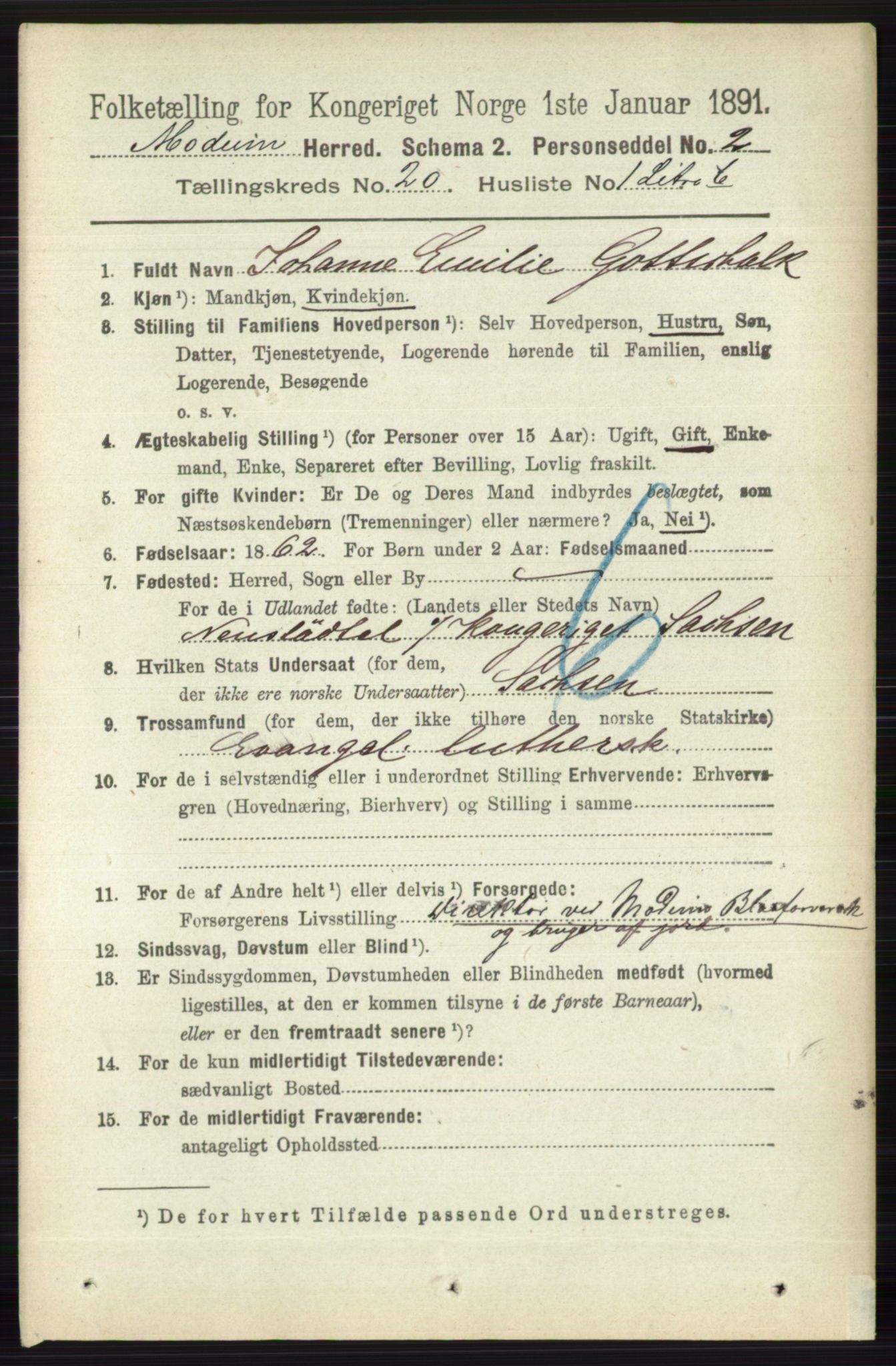 RA, 1891 census for 0623 Modum, 1891, p. 7806