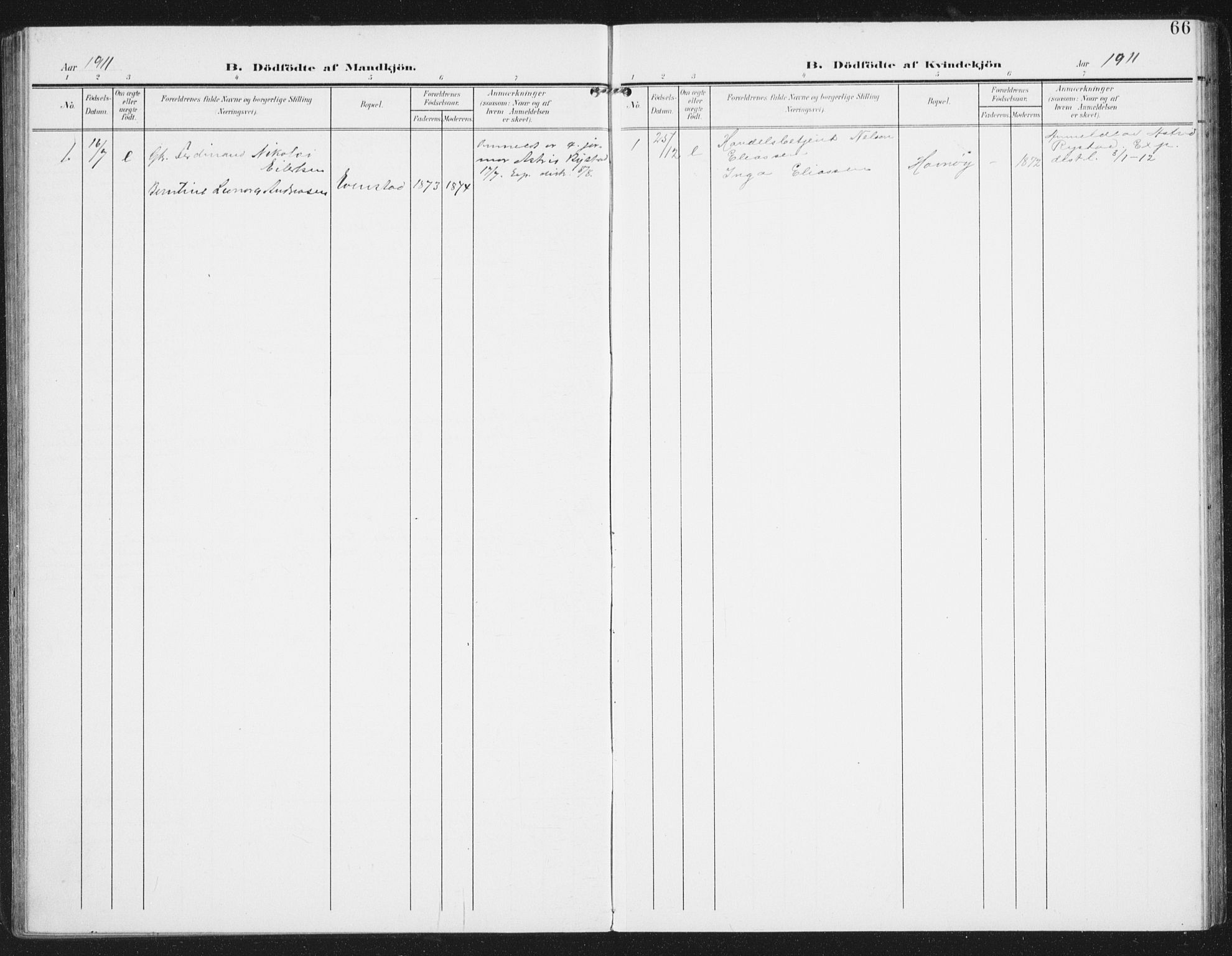Ministerialprotokoller, klokkerbøker og fødselsregistre - Nordland, SAT/A-1459/886/L1221: Parish register (official) no. 886A03, 1903-1913, p. 66