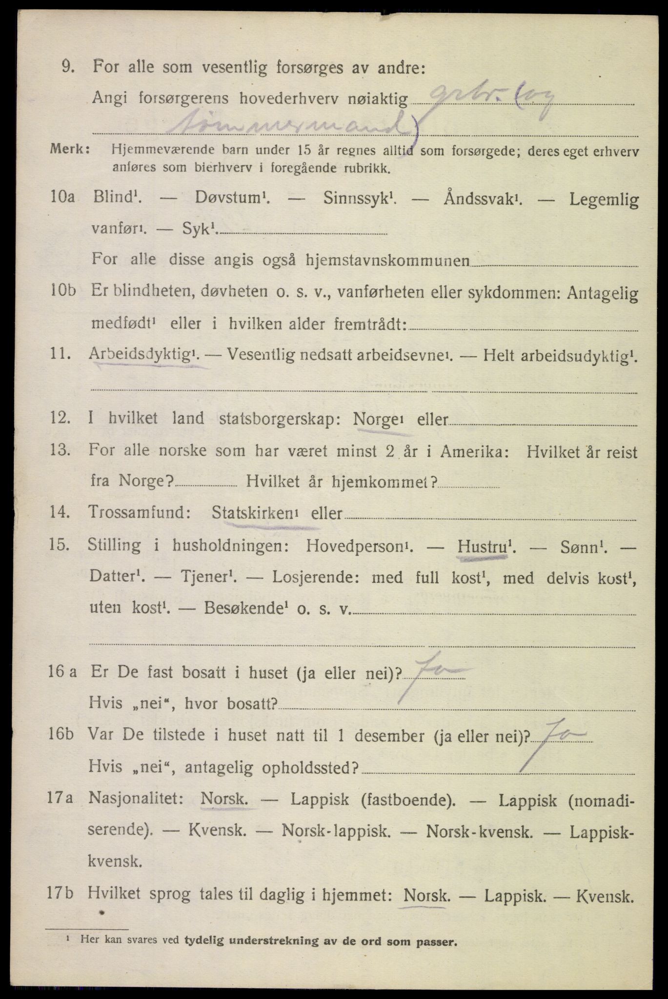 SAT, 1920 census for Evenes, 1920, p. 13651