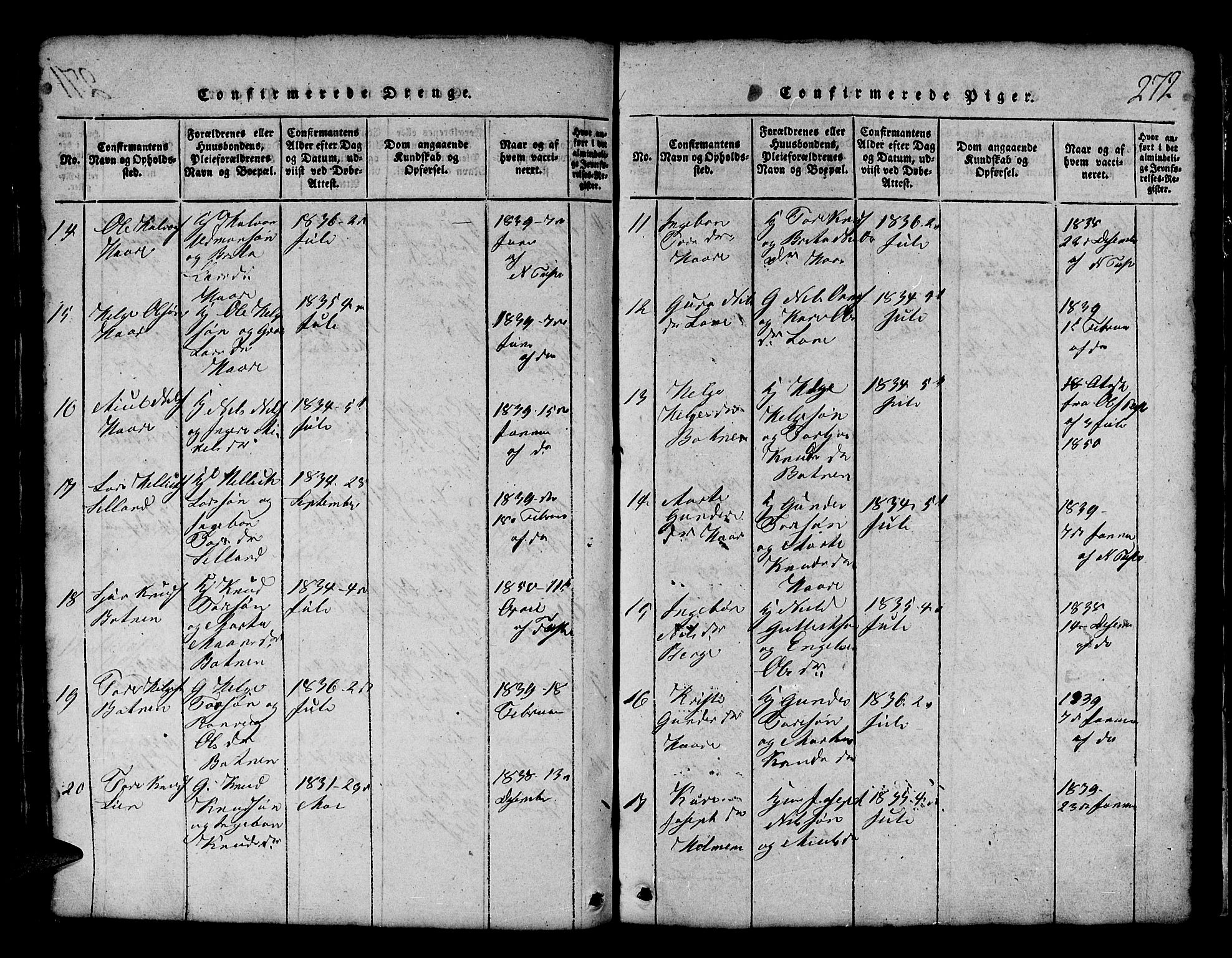 Røldal sokneprestembete, AV/SAB-A-100247: Parish register (copy) no. A 1, 1817-1860, p. 272