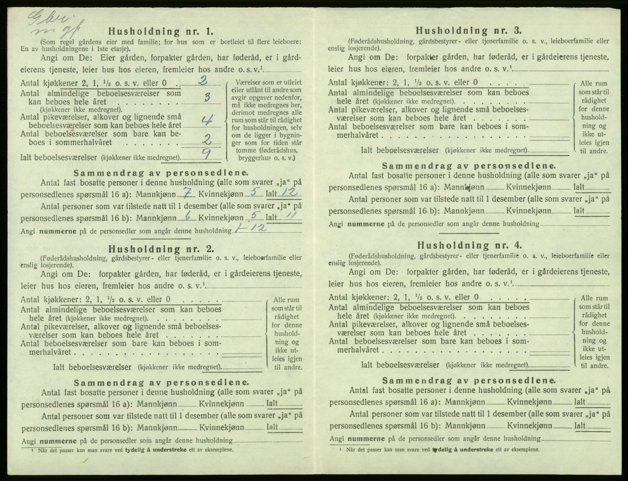 SAB, 1920 census for Tysnes, 1920, p. 242