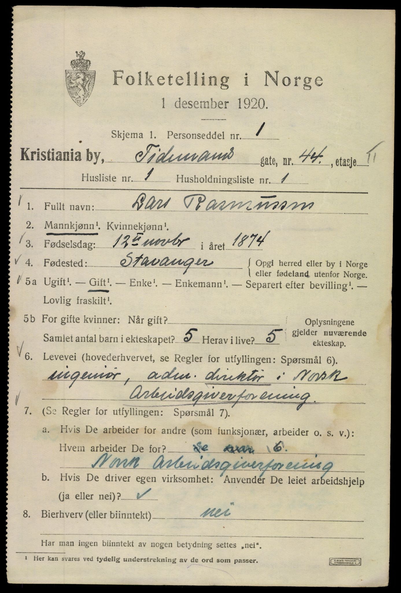 SAO, 1920 census for Kristiania, 1920, p. 582055