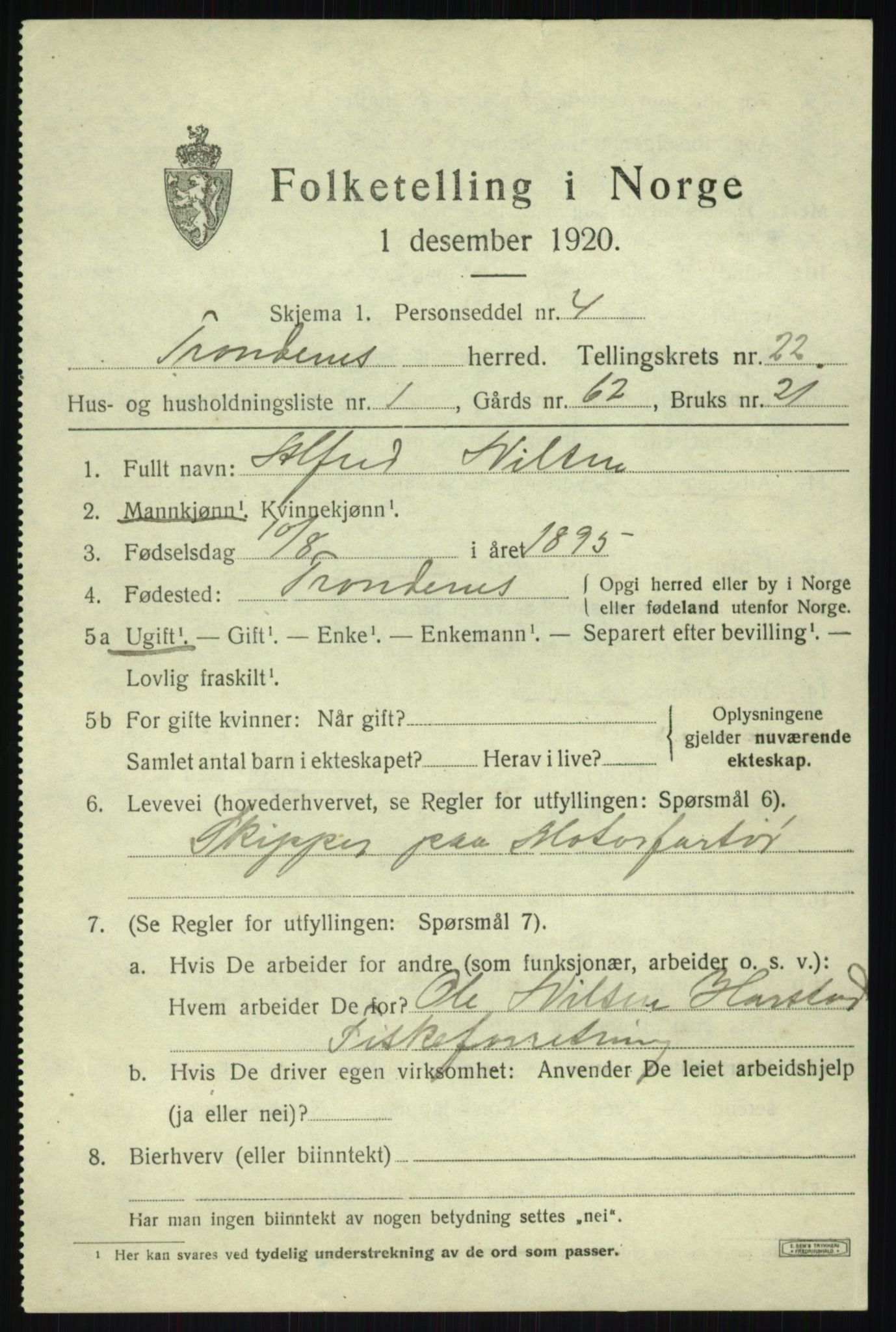 SATØ, 1920 census for Trondenes, 1920, p. 17192