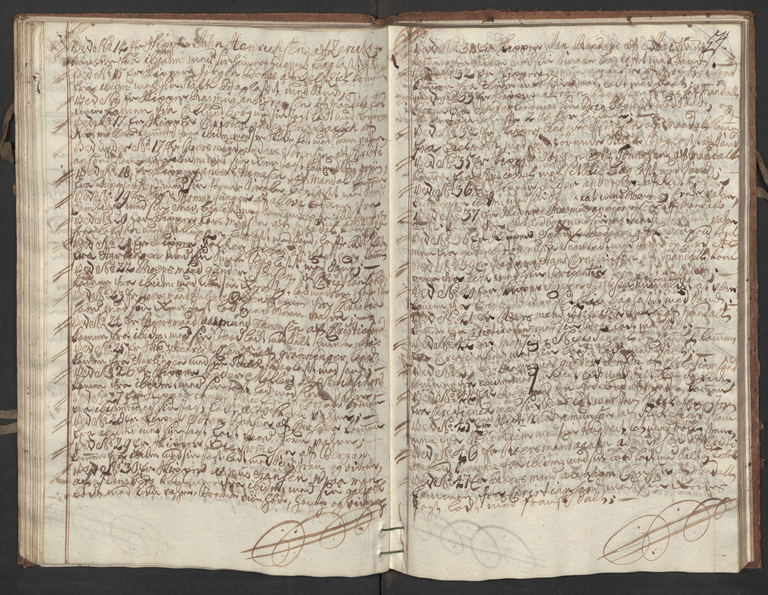 Generaltollkammeret, tollregnskaper, AV/RA-EA-5490/R17/L0017/0001: Tollregnskaper Mandal / Inngående kontratollbok, 1756, p. 53b-54a