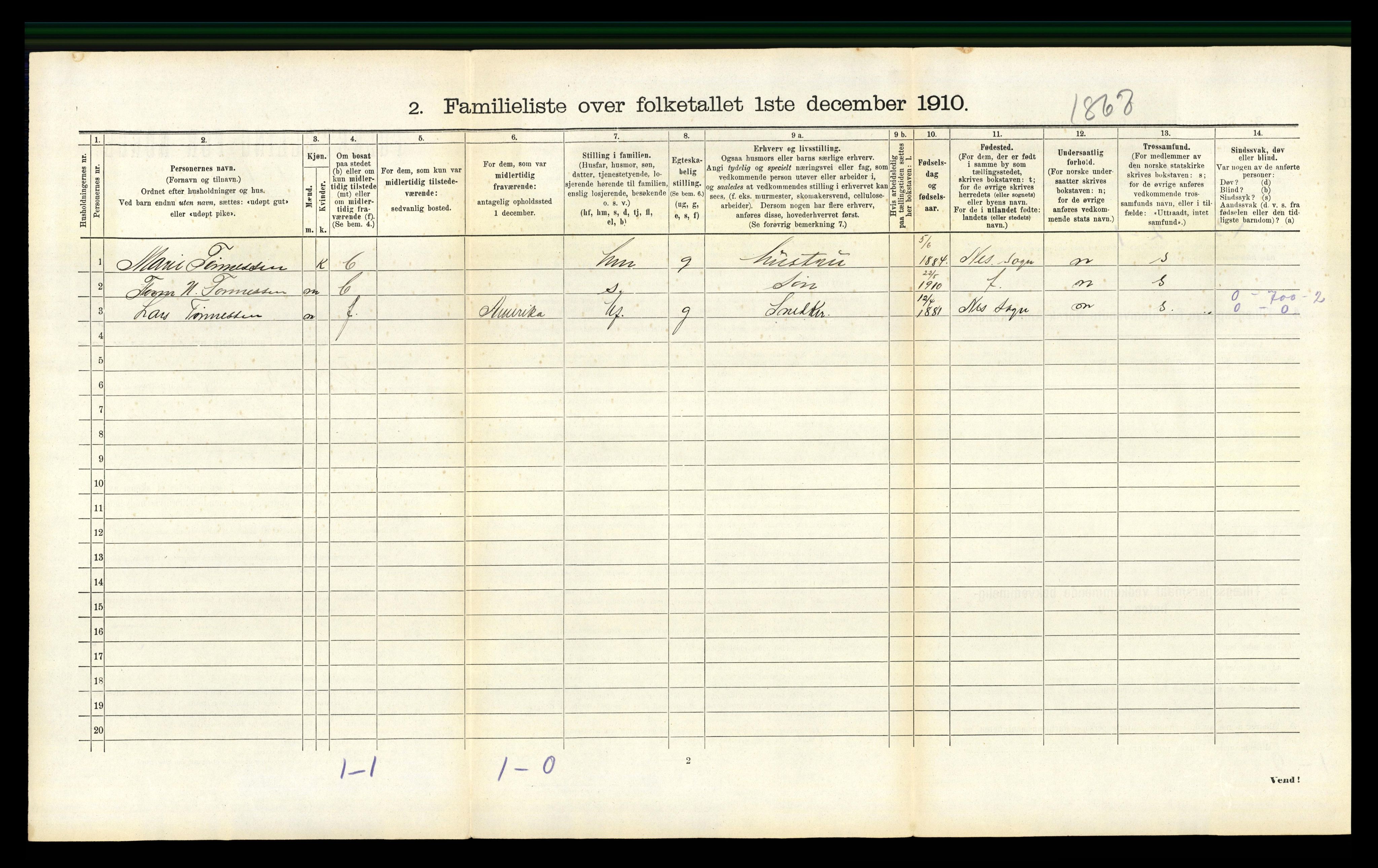 RA, 1910 census for Flekkefjord, 1910, p. 1187