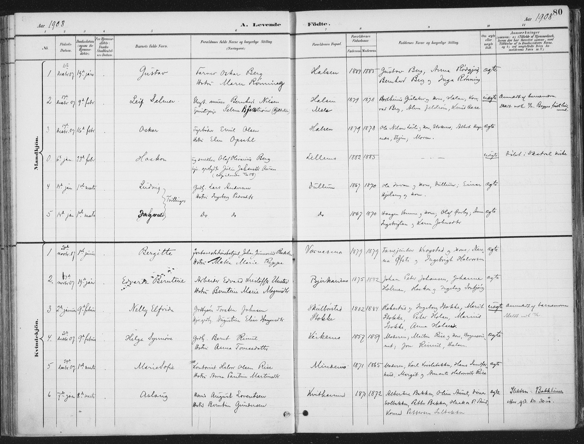 Ministerialprotokoller, klokkerbøker og fødselsregistre - Nord-Trøndelag, SAT/A-1458/709/L0082: Parish register (official) no. 709A22, 1896-1916, p. 80