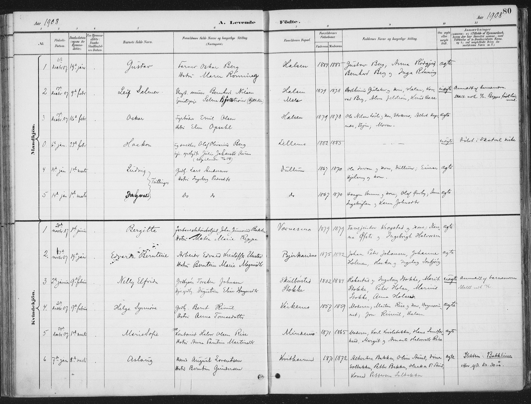 Ministerialprotokoller, klokkerbøker og fødselsregistre - Nord-Trøndelag, AV/SAT-A-1458/709/L0082: Parish register (official) no. 709A22, 1896-1916, p. 80