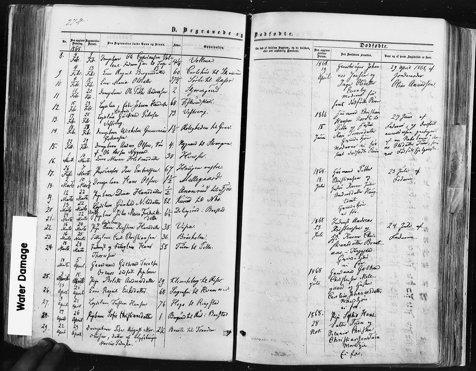 Trøgstad prestekontor Kirkebøker, AV/SAO-A-10925/F/Fa/L0009: Parish register (official) no. I 9, 1865-1877, p. 274