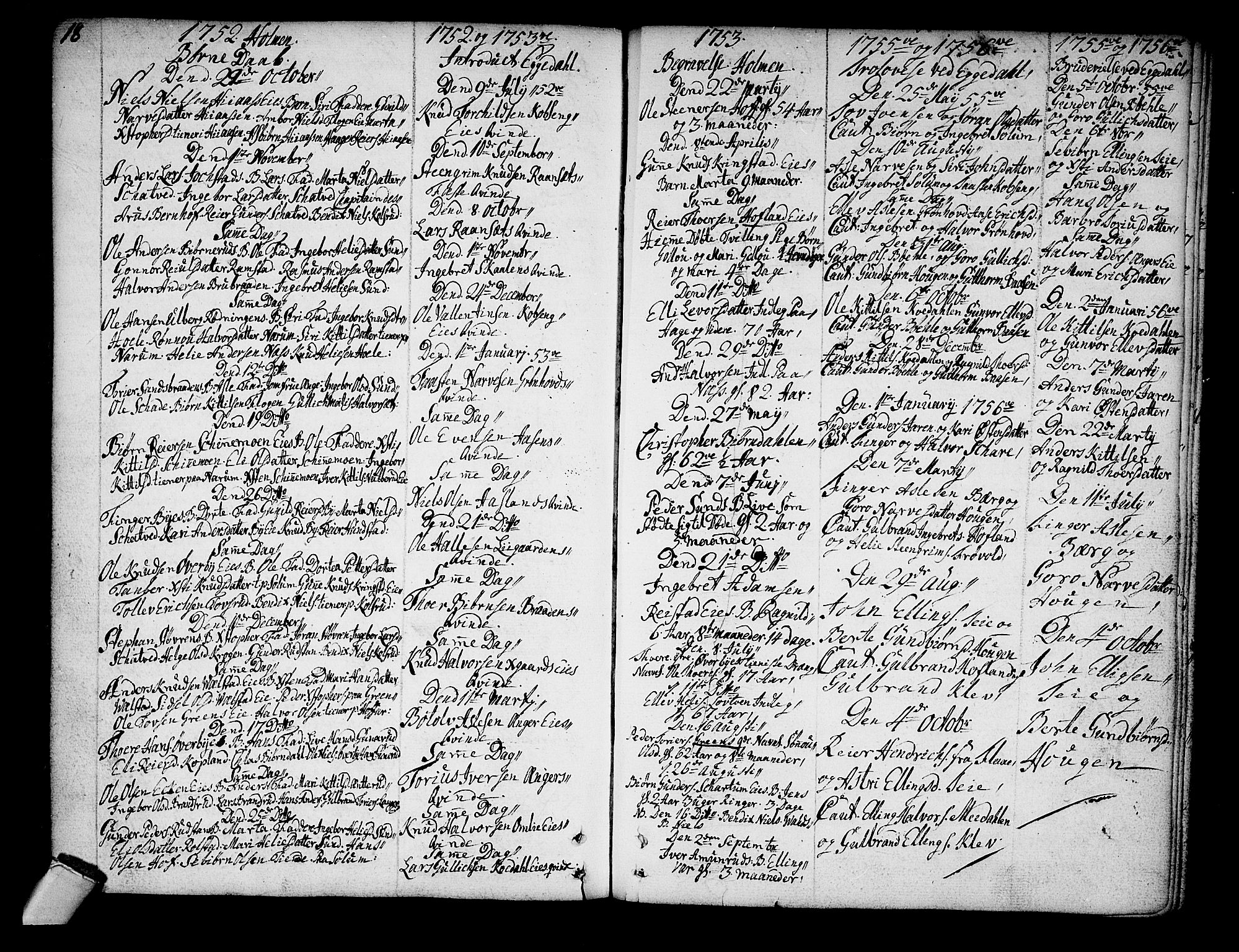 Sigdal kirkebøker, SAKO/A-245/F/Fa/L0001: Parish register (official) no. I 1, 1722-1777, p. 18-19