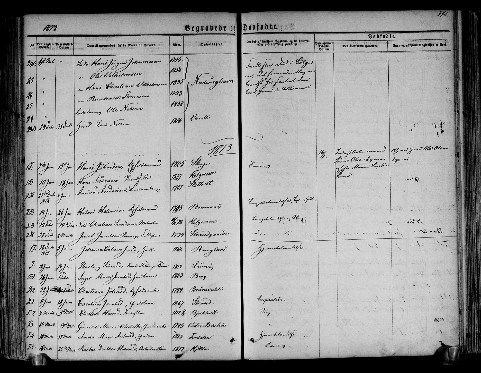 Brunlanes kirkebøker, SAKO/A-342/F/Fa/L0005: Parish register (official) no. I 5, 1862-1877, p. 341