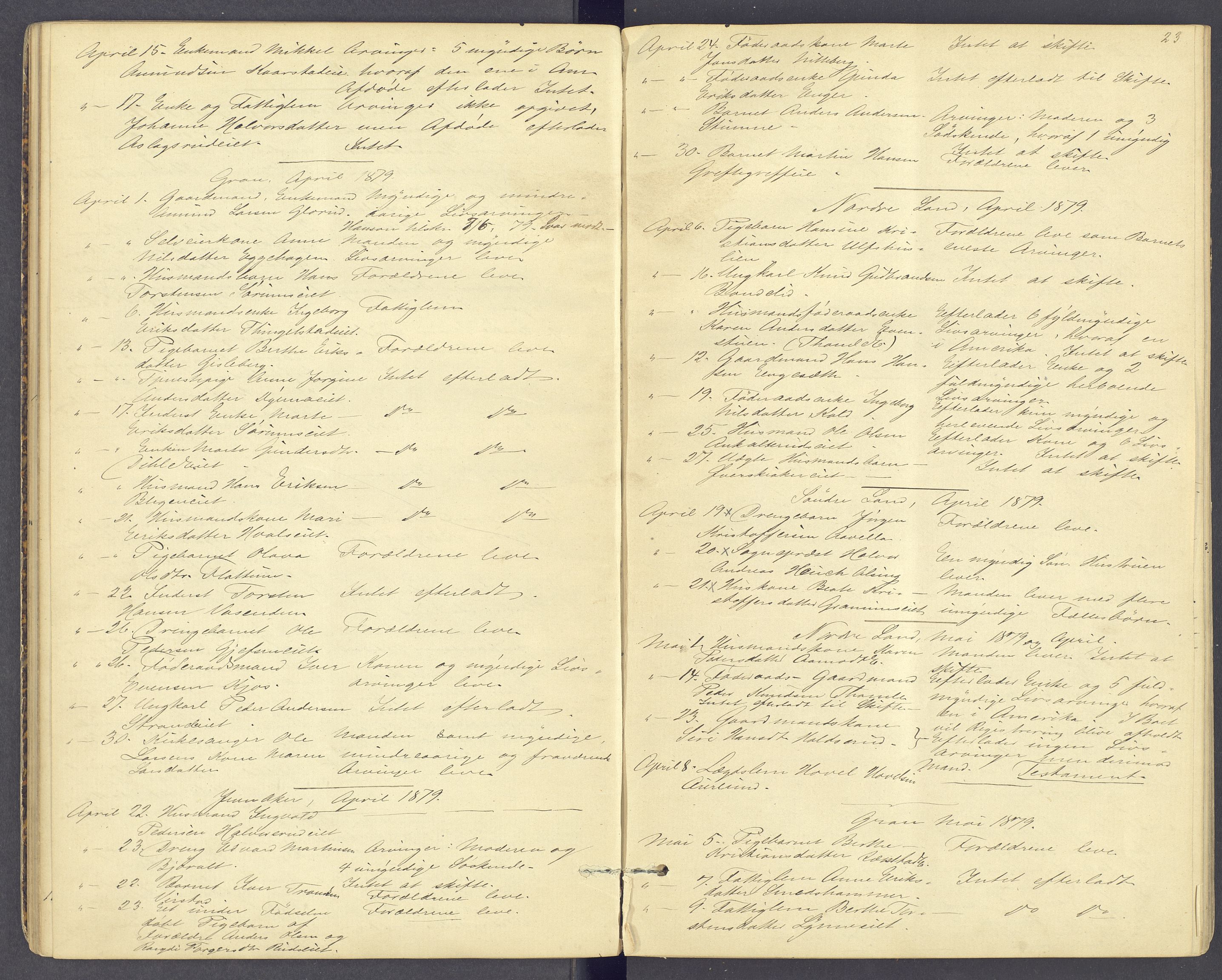 Hadeland og Land tingrett, AV/SAH-TING-010/J/Jg/L0005: Dødsfallsprotokoll, 1876-1886, p. 22b-23a