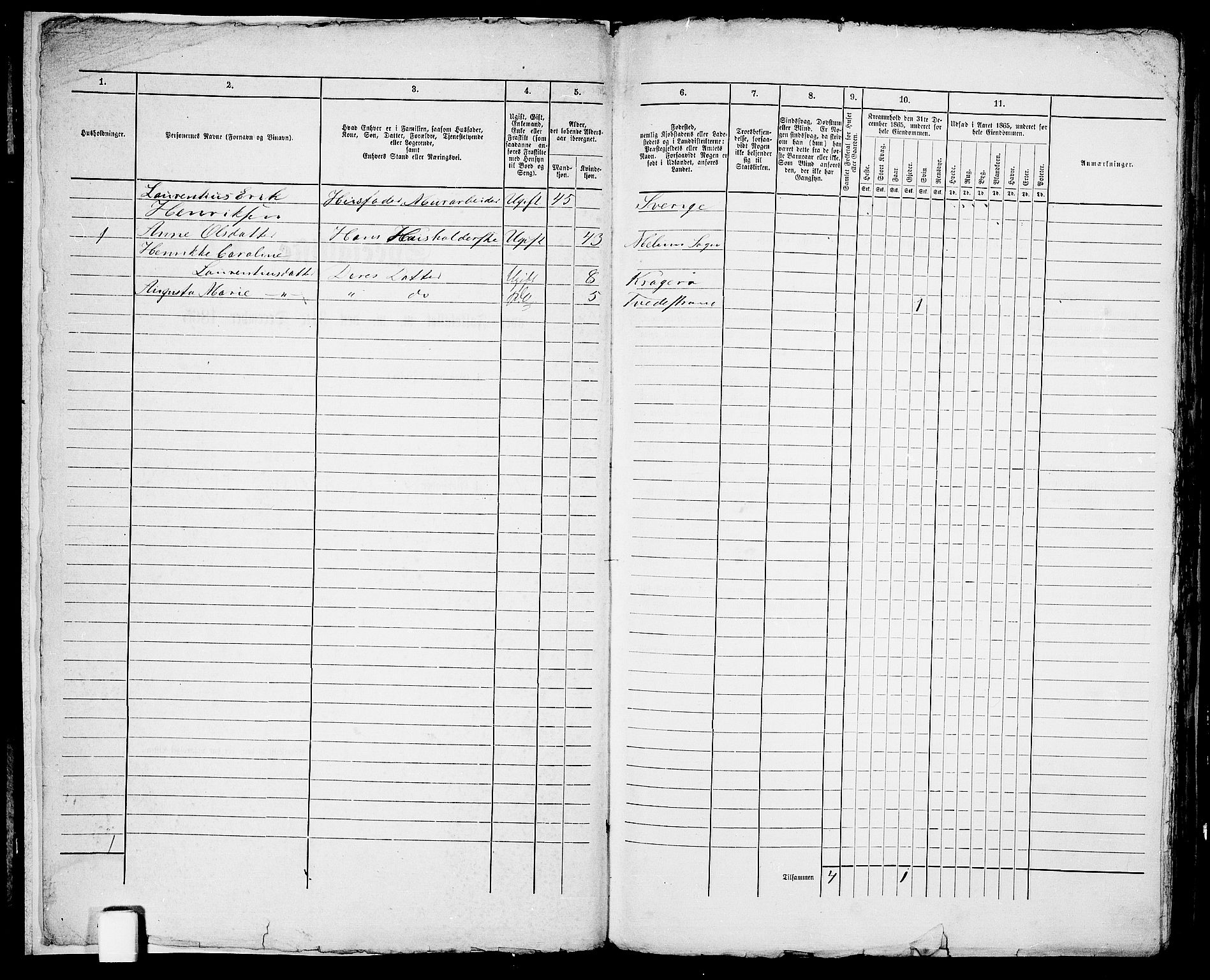 RA, 1865 census for Holt/Tvedestrand, 1865, p. 8