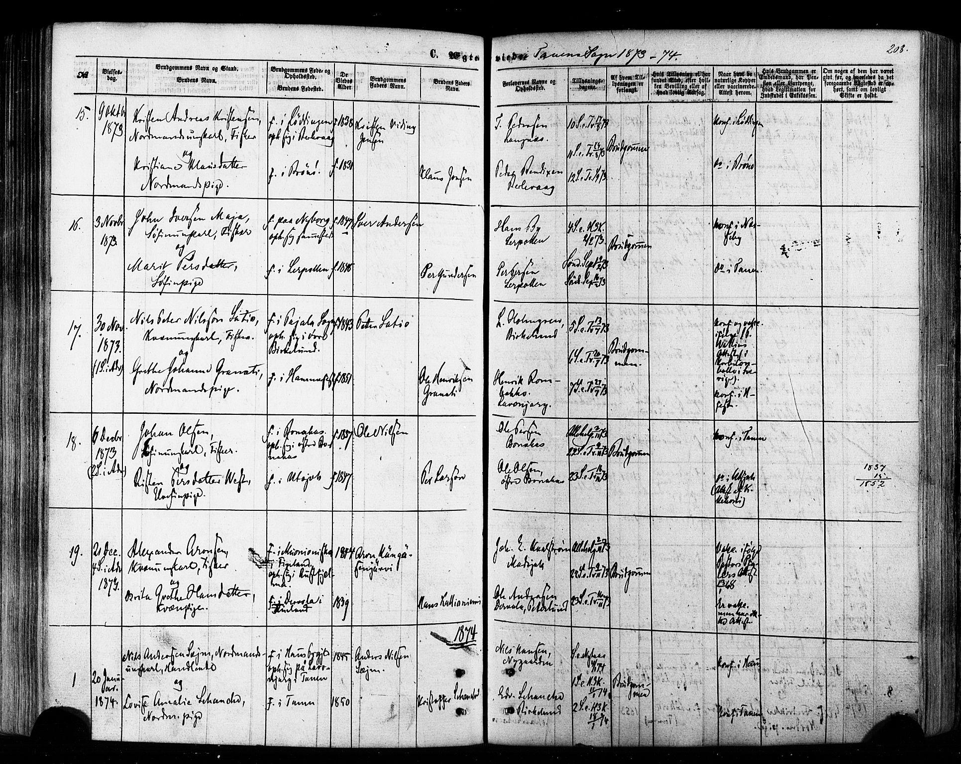 Tana sokneprestkontor, AV/SATØ-S-1334/H/Ha/L0002kirke: Parish register (official) no. 2 /1, 1861-1877, p. 208