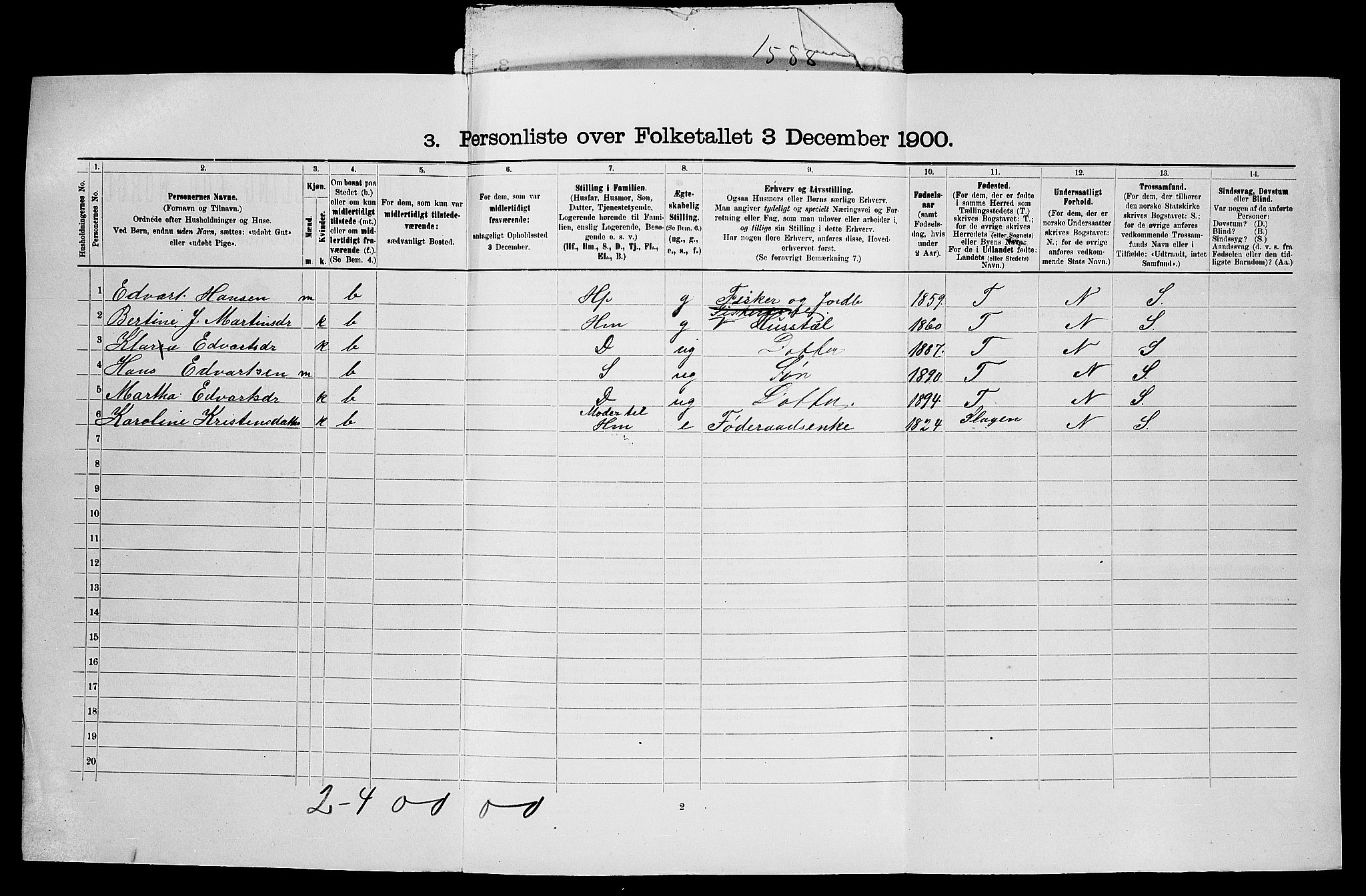 SAO, 1900 census for Onsøy, 1900, p. 146