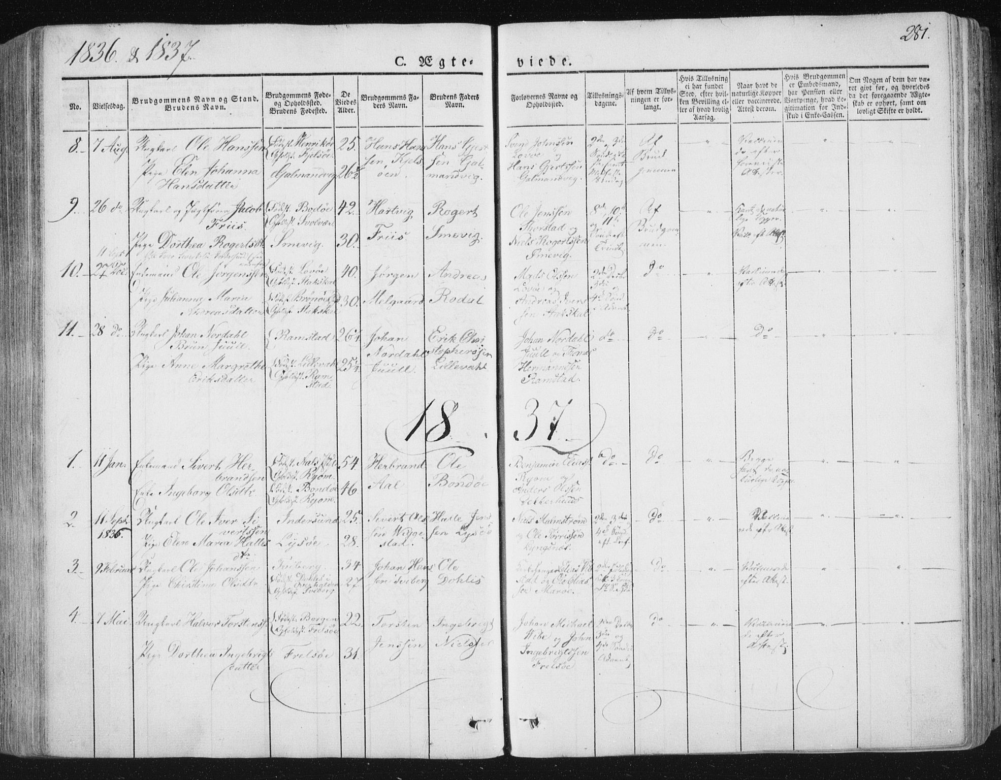Ministerialprotokoller, klokkerbøker og fødselsregistre - Nord-Trøndelag, SAT/A-1458/784/L0669: Parish register (official) no. 784A04, 1829-1859, p. 281
