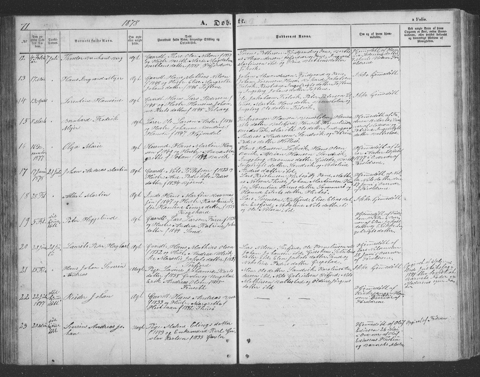 Lenvik sokneprestembete, SATØ/S-1310/H/Ha/Hab/L0020klokker: Parish register (copy) no. 20, 1855-1883, p. 71