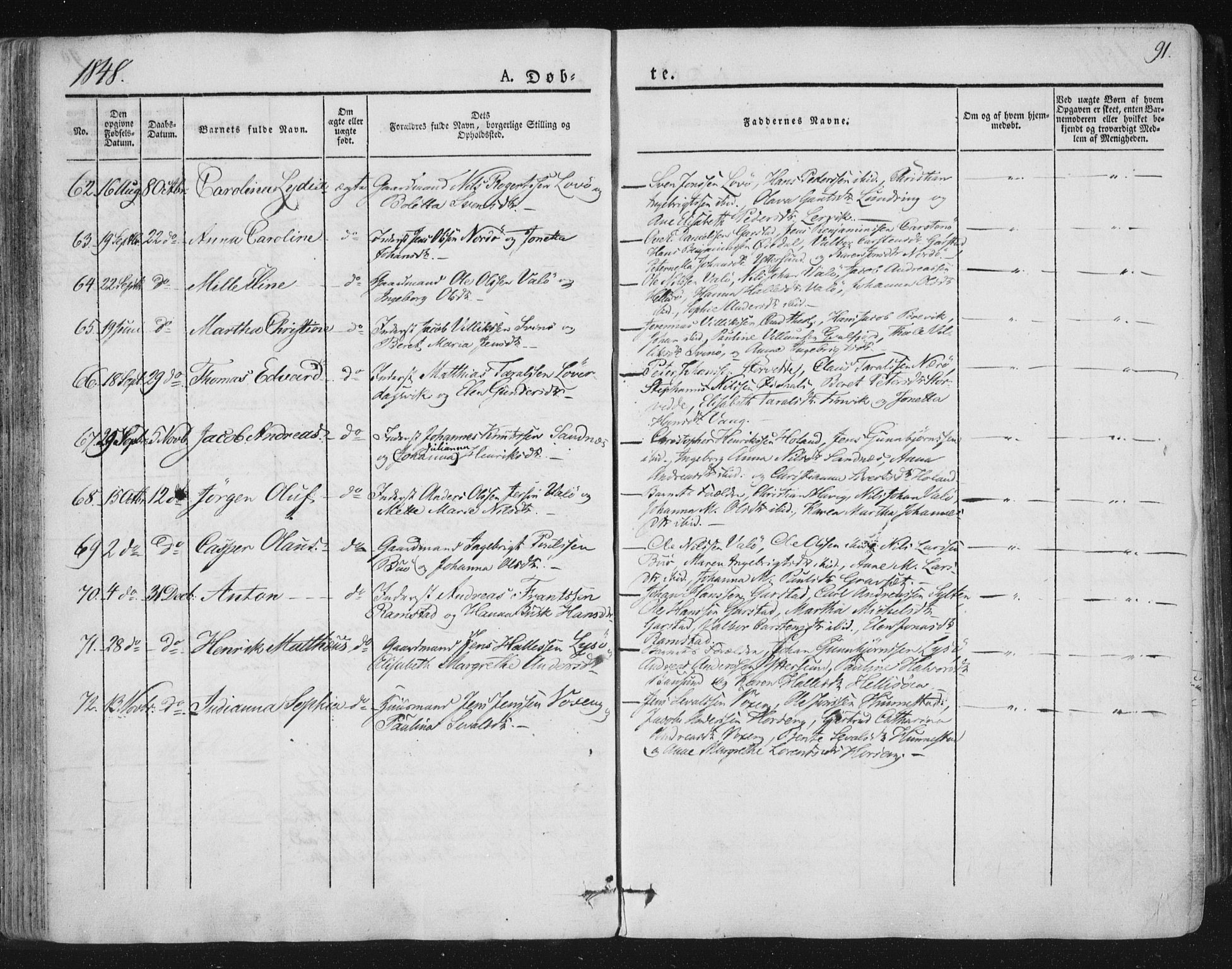 Ministerialprotokoller, klokkerbøker og fødselsregistre - Nord-Trøndelag, SAT/A-1458/784/L0669: Parish register (official) no. 784A04, 1829-1859, p. 91
