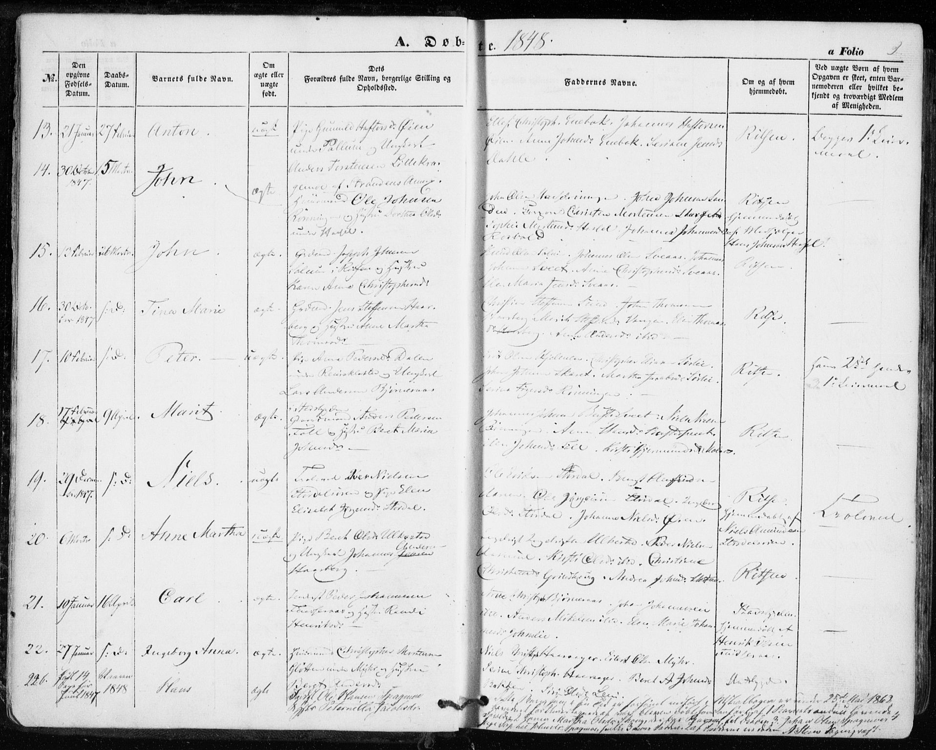 Ministerialprotokoller, klokkerbøker og fødselsregistre - Sør-Trøndelag, SAT/A-1456/646/L0611: Parish register (official) no. 646A09, 1848-1857, p. 2