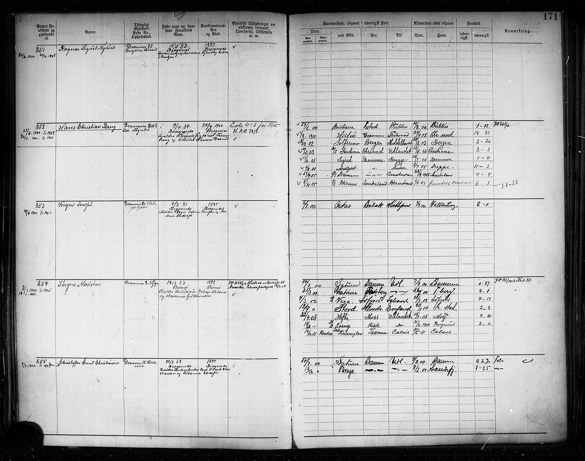 Drammen innrulleringsdistrikt, AV/SAKO-A-781/F/Fb/L0005: Annotasjonsrulle, 1894-1905, p. 174