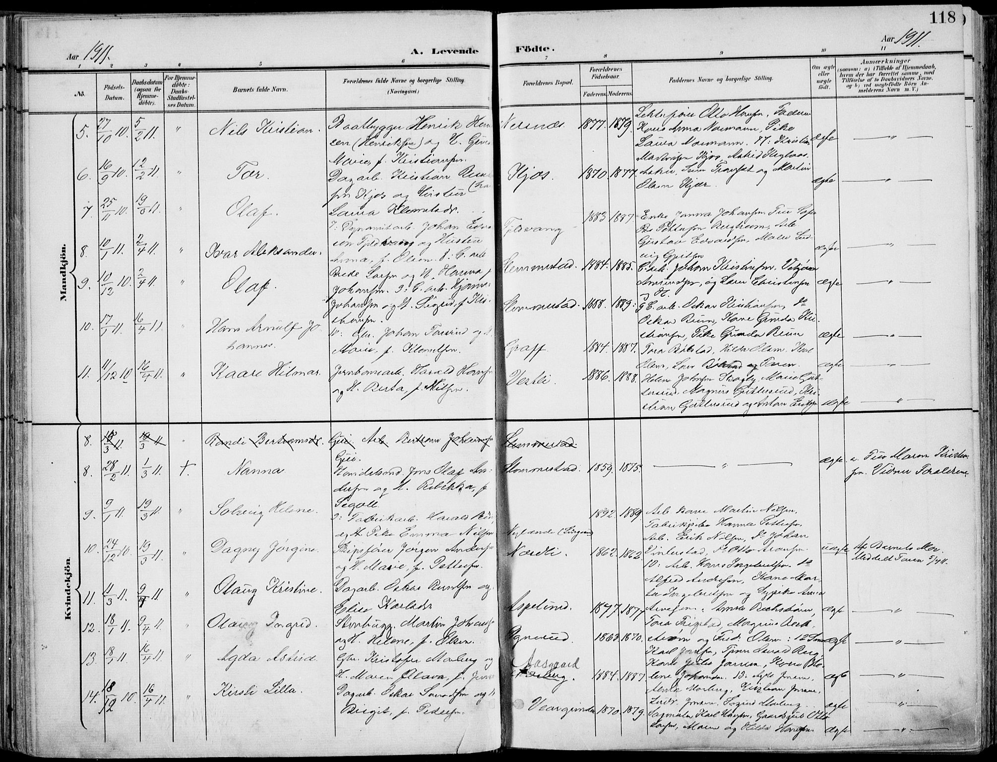 Røyken kirkebøker, AV/SAKO-A-241/F/Fa/L0009: Parish register (official) no. 9, 1898-1911, p. 118