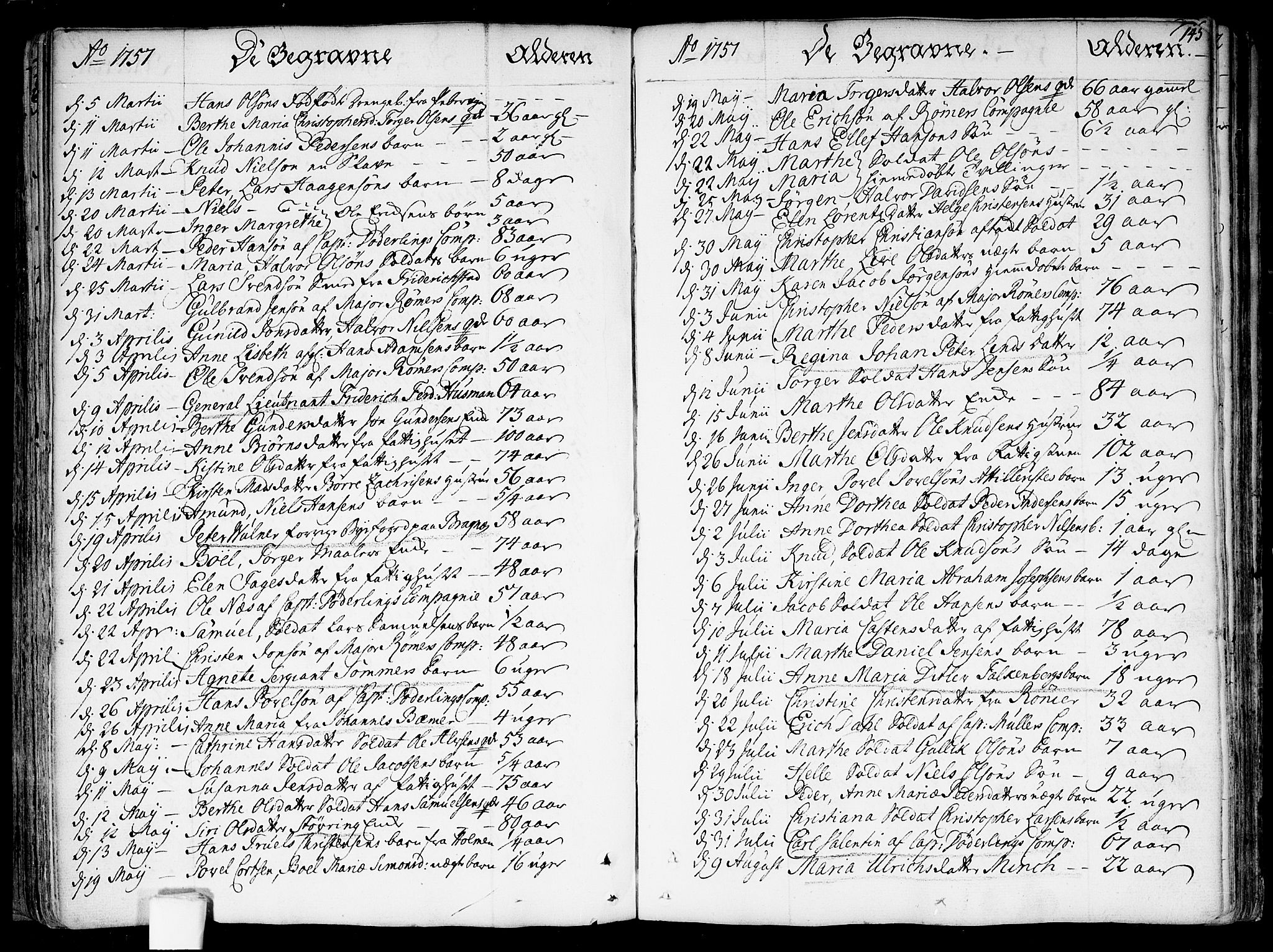 Garnisonsmenigheten Kirkebøker, SAO/A-10846/F/Fa/L0002: Parish register (official) no. 2, 1757-1776, p. 145