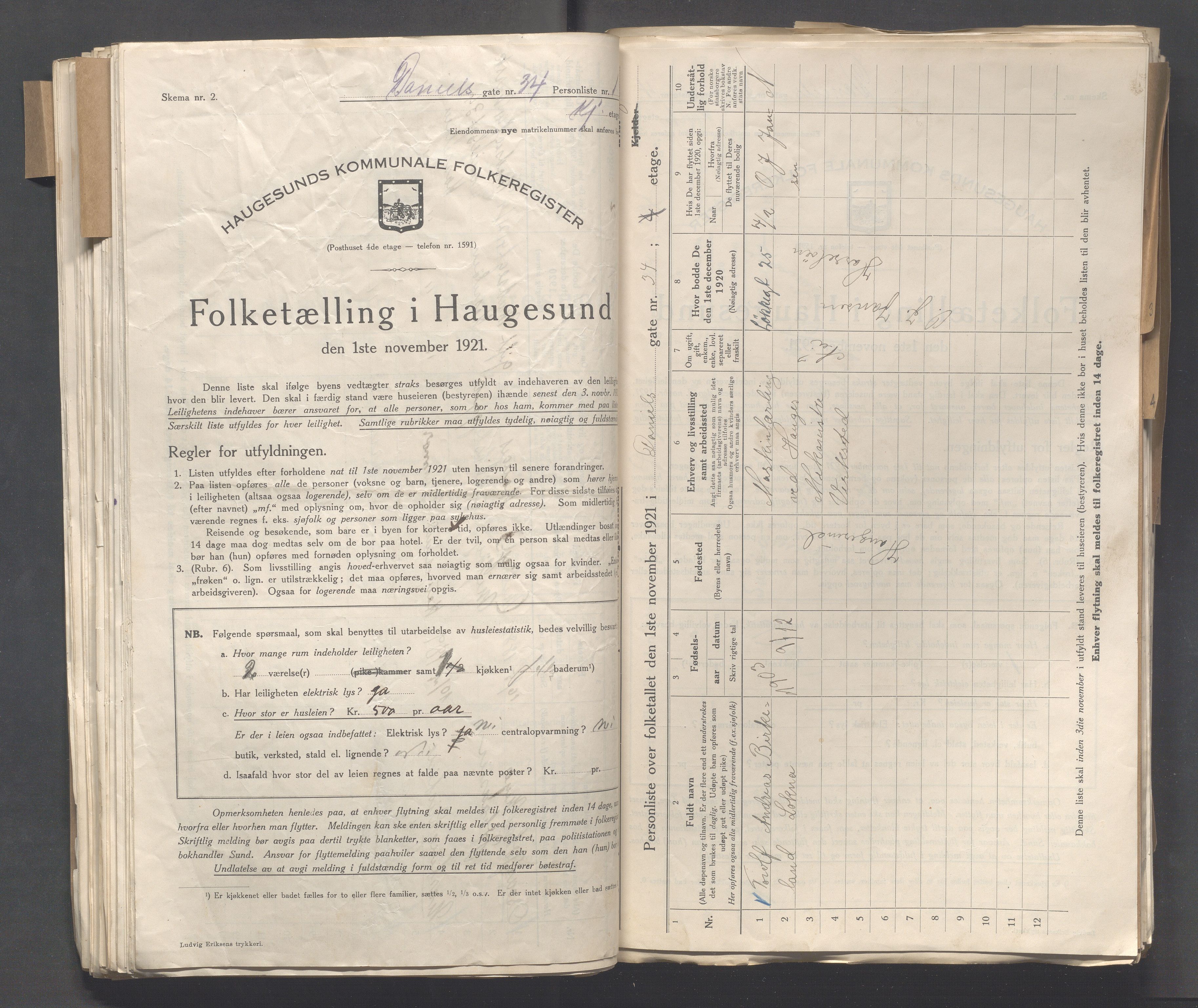 IKAR, Local census 1.11.1921 for Haugesund, 1921, p. 5980