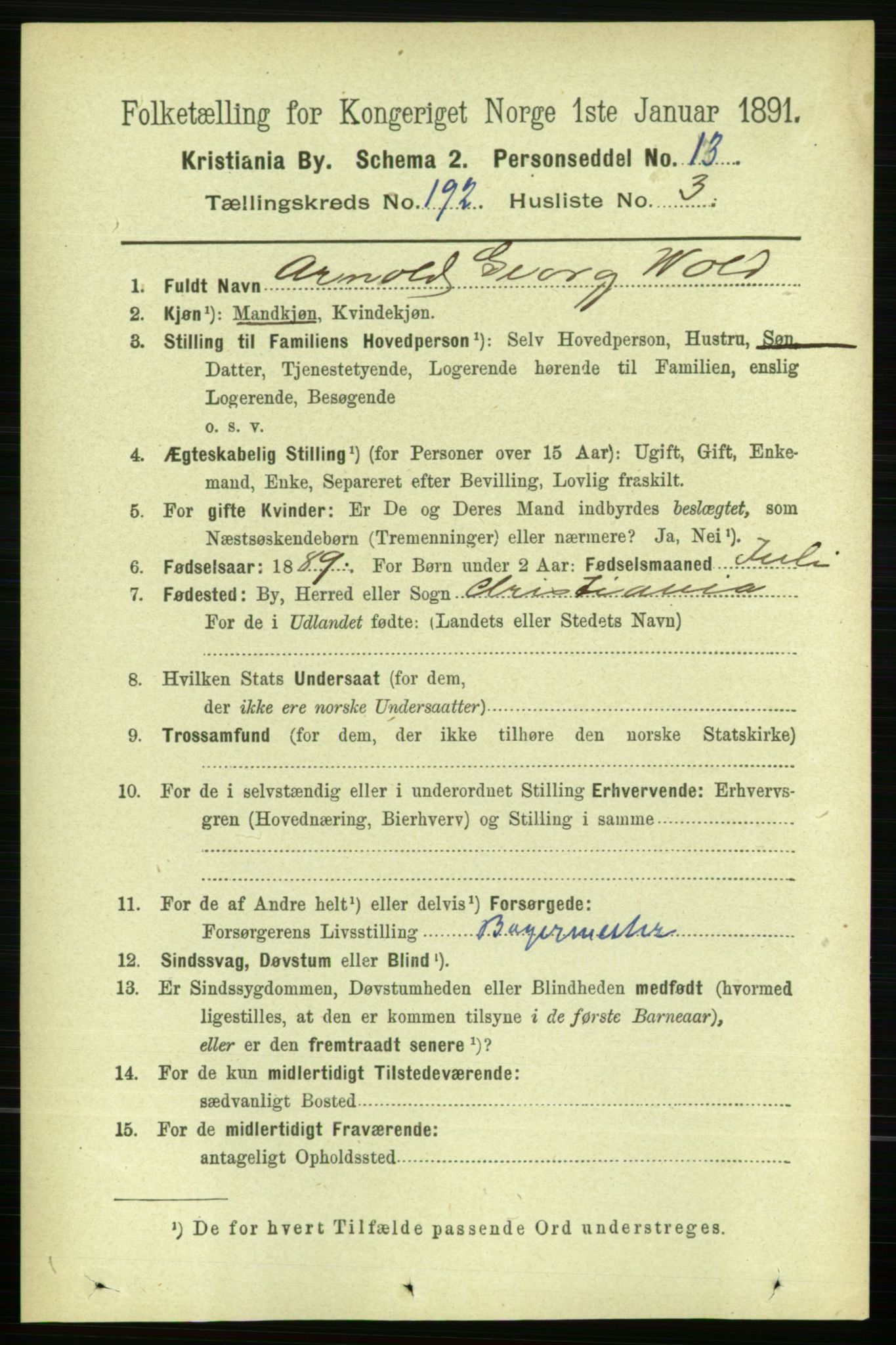 RA, 1891 census for 0301 Kristiania, 1891, p. 115539