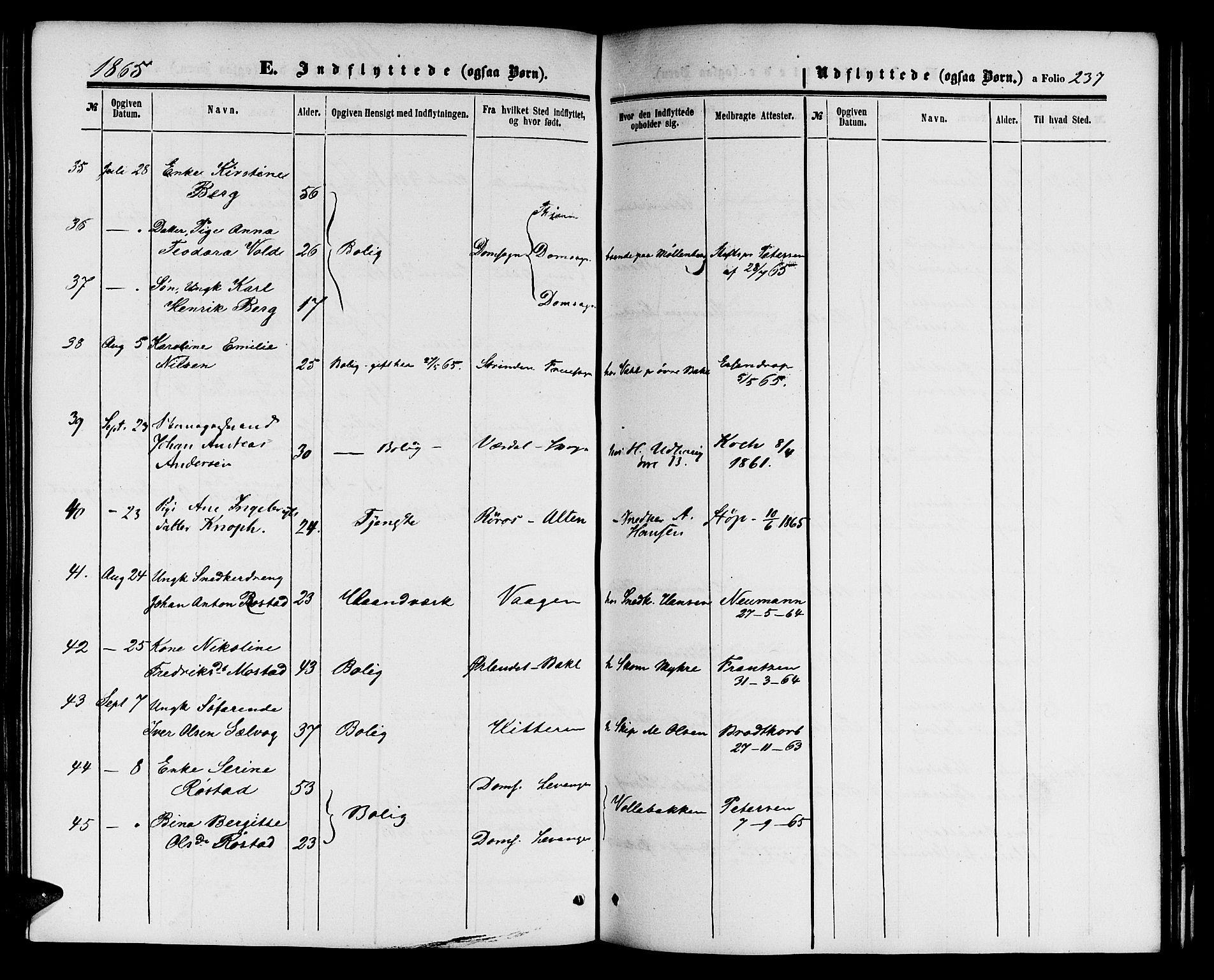 Ministerialprotokoller, klokkerbøker og fødselsregistre - Sør-Trøndelag, AV/SAT-A-1456/604/L0185: Parish register (official) no. 604A06, 1861-1865, p. 237