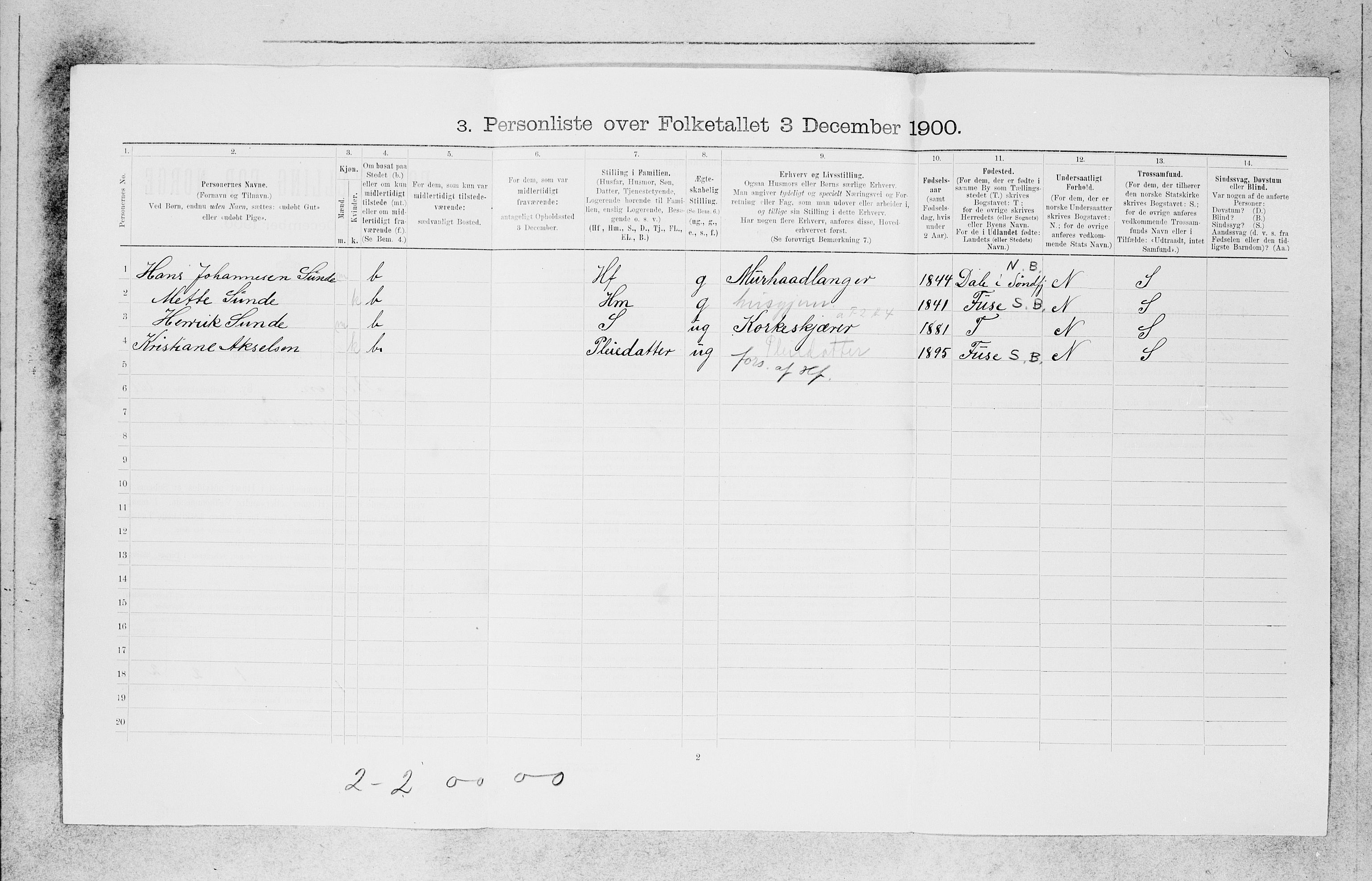 SAB, 1900 census for Bergen, 1900, p. 21020