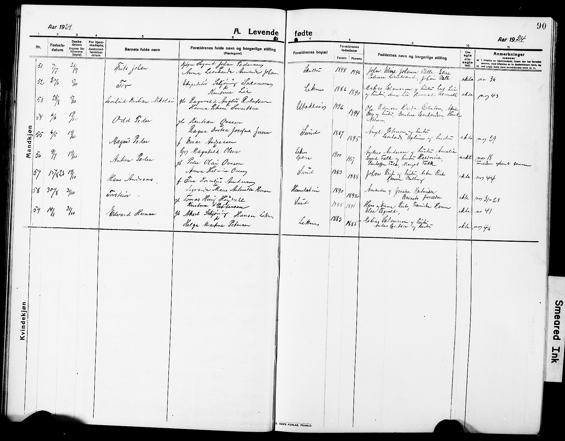 Ministerialprotokoller, klokkerbøker og fødselsregistre - Nordland, AV/SAT-A-1459/881/L1169: Parish register (copy) no. 881C06, 1912-1930, p. 90