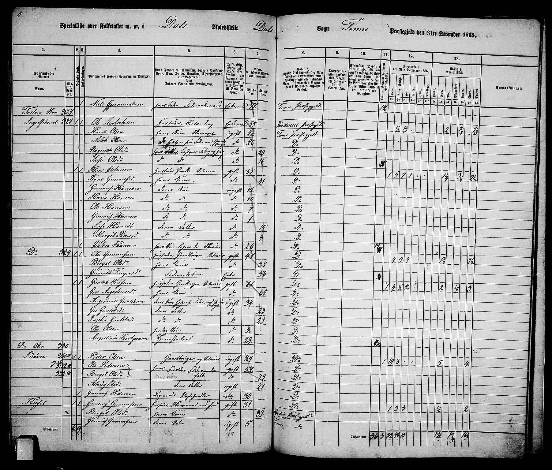 RA, 1865 census for Tinn, 1865, p. 106