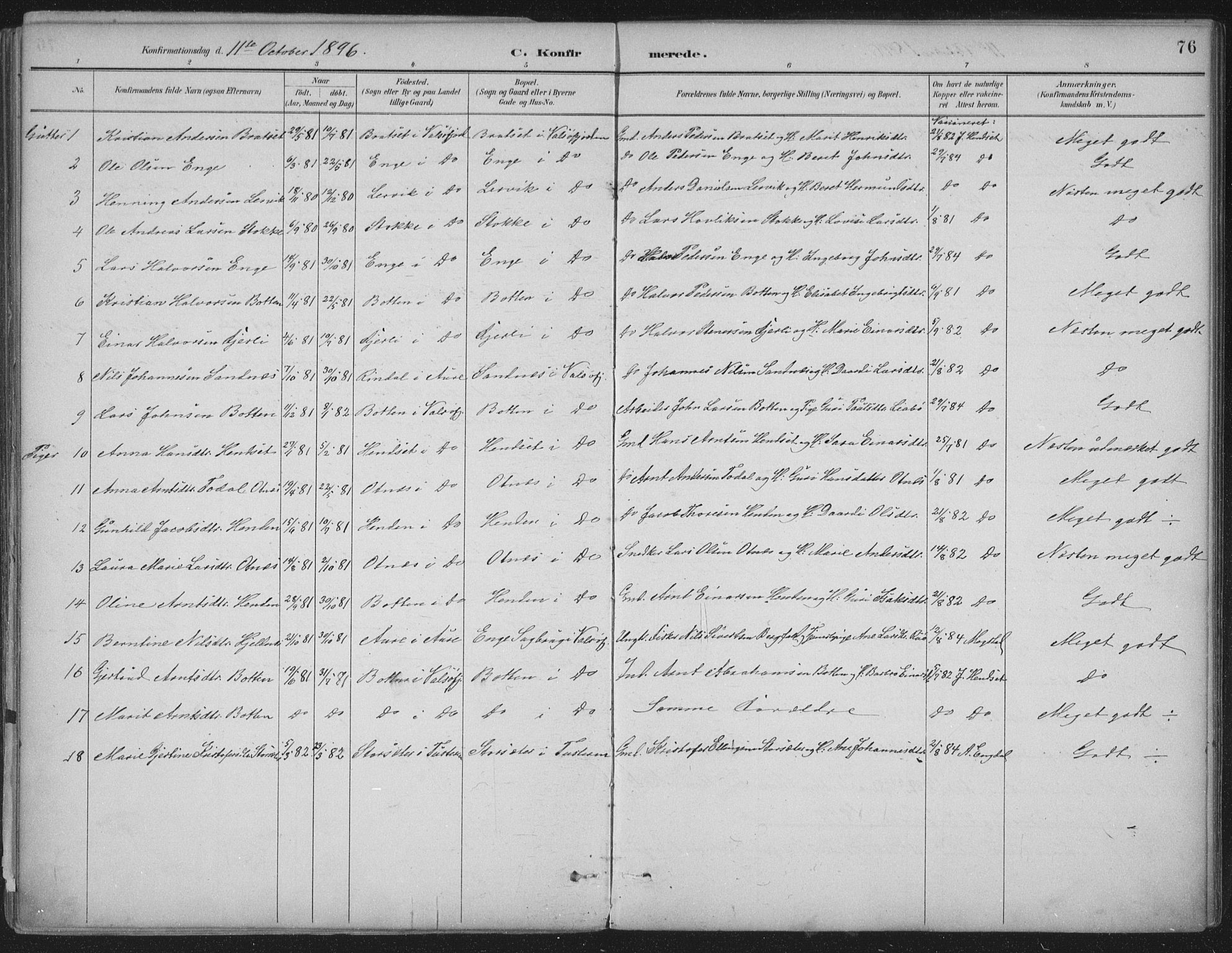 Ministerialprotokoller, klokkerbøker og fødselsregistre - Møre og Romsdal, AV/SAT-A-1454/580/L0925: Parish register (official) no. 580A02, 1888-1913, p. 76