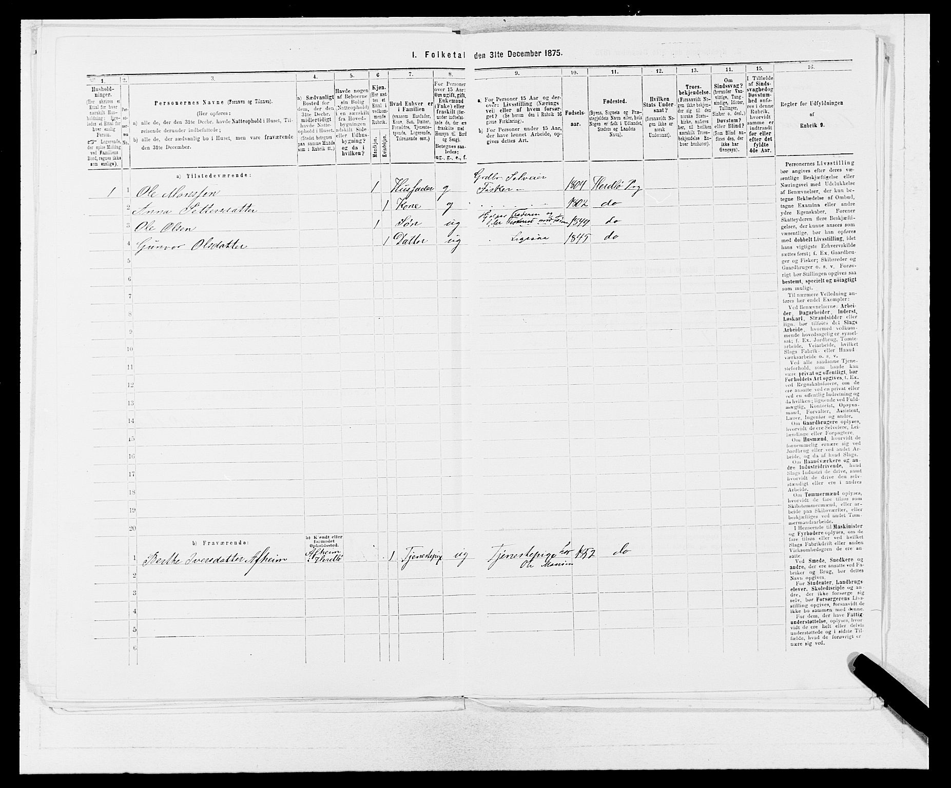 SAB, 1875 census for 1258P Herdla, 1875, p. 606