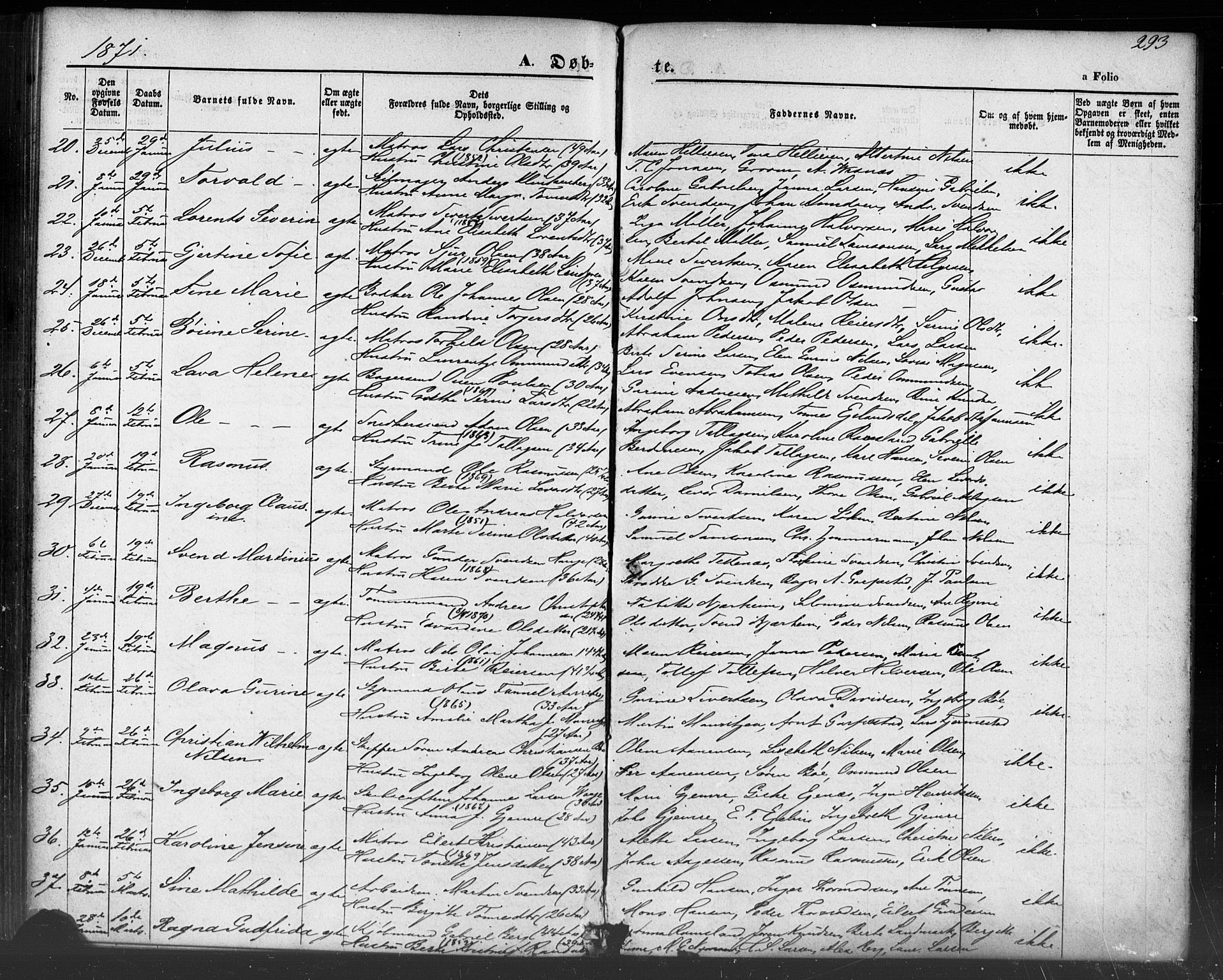 Domkirken sokneprestkontor, AV/SAST-A-101812/001/30/30BB/L0012: Parish register (copy) no. B 12, 1860-1871, p. 293