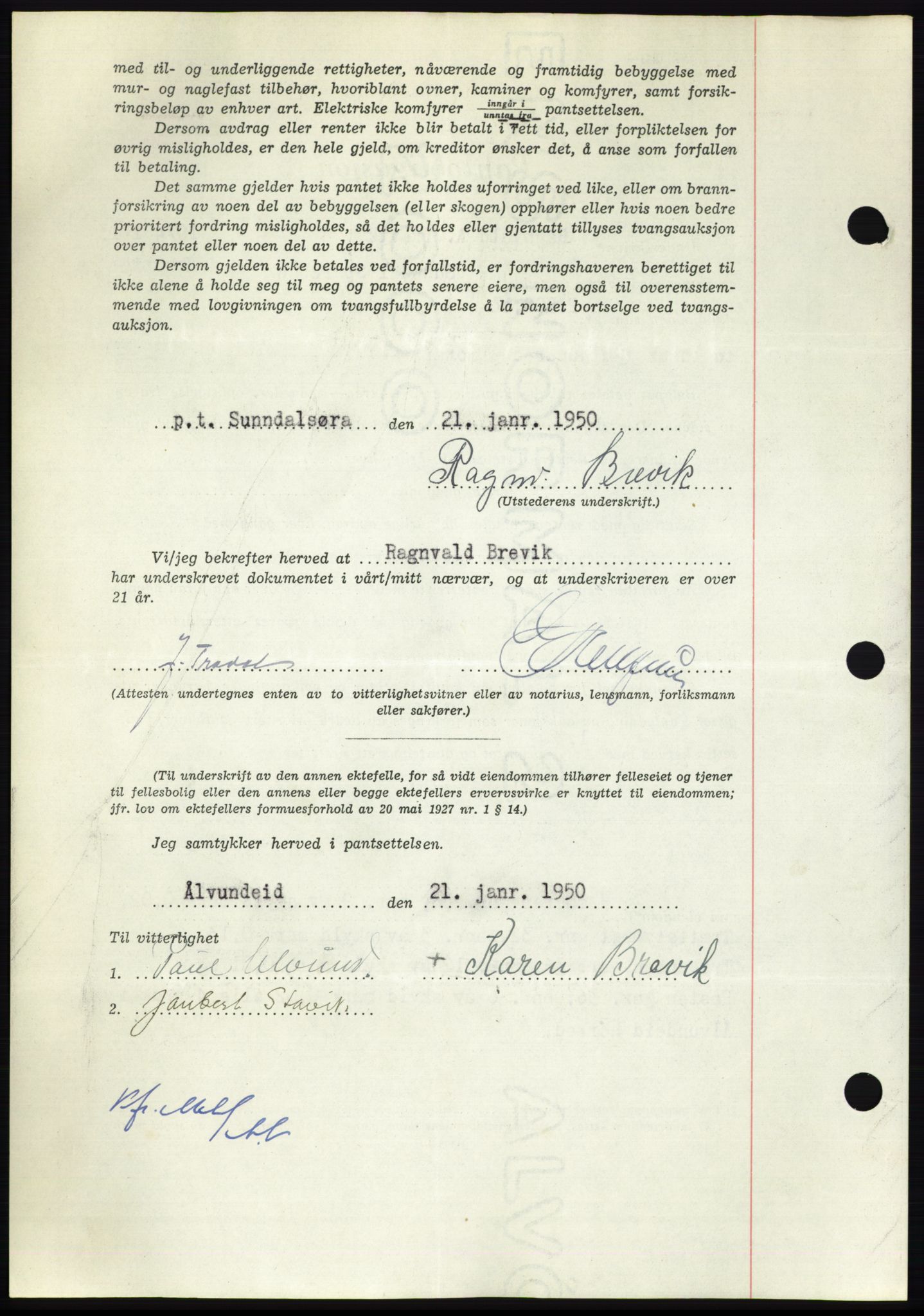 Nordmøre sorenskriveri, AV/SAT-A-4132/1/2/2Ca: Mortgage book no. B104, 1950-1950, Diary no: : 1309/1950