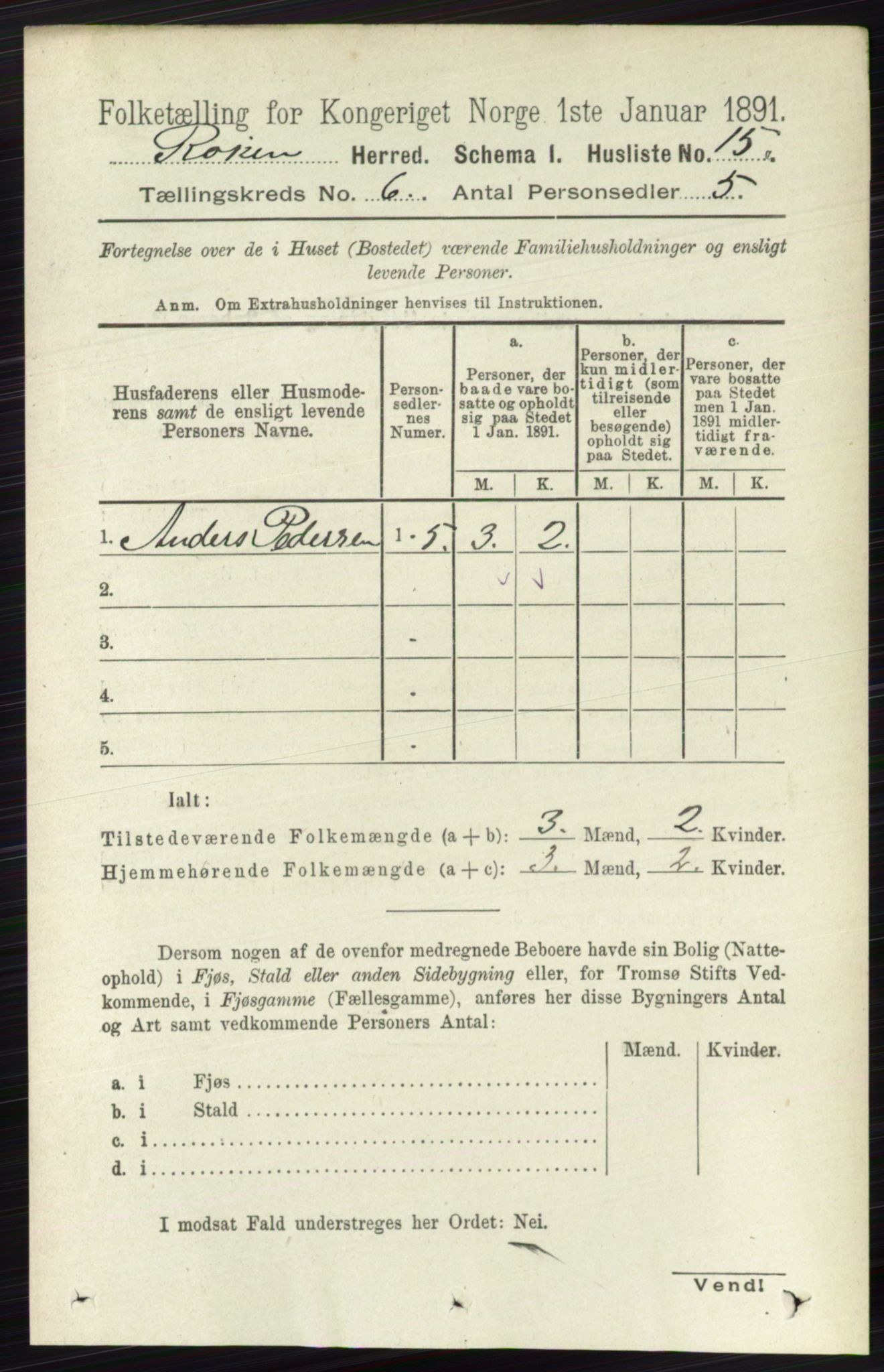 RA, 1891 census for 0627 Røyken, 1891, p. 3557