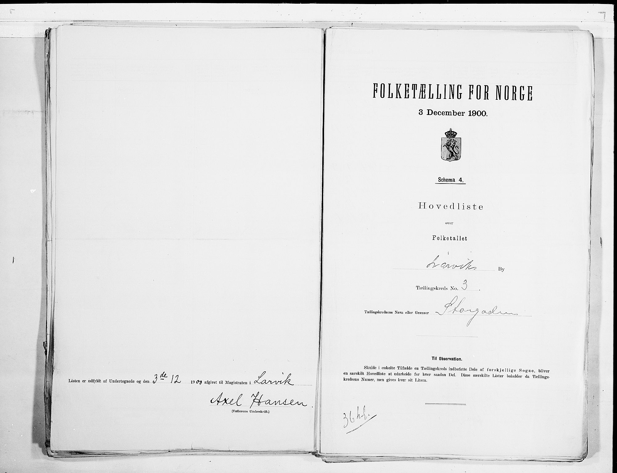 RA, 1900 census for Larvik, 1900, p. 8