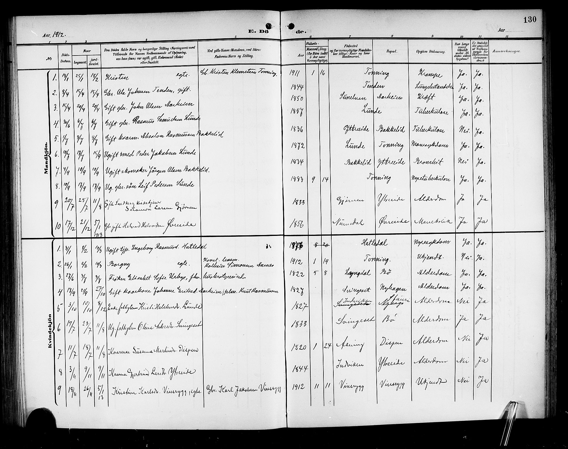 Stryn Sokneprestembete, AV/SAB-A-82501: Parish register (copy) no. A 3, 1906-1924, p. 130