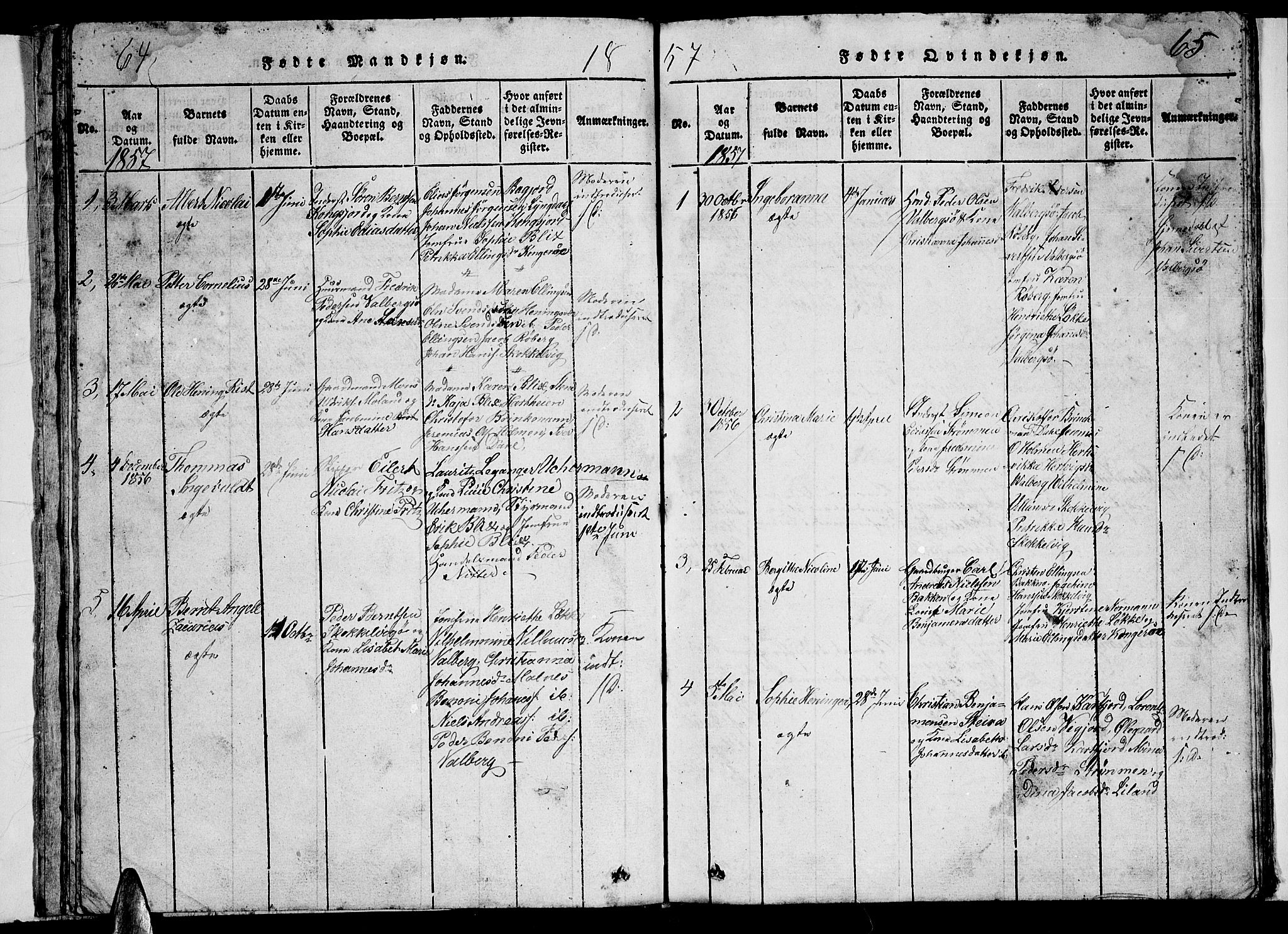 Ministerialprotokoller, klokkerbøker og fødselsregistre - Nordland, AV/SAT-A-1459/884/L1195: Parish register (copy) no. 884C01, 1837-1867, p. 64-65