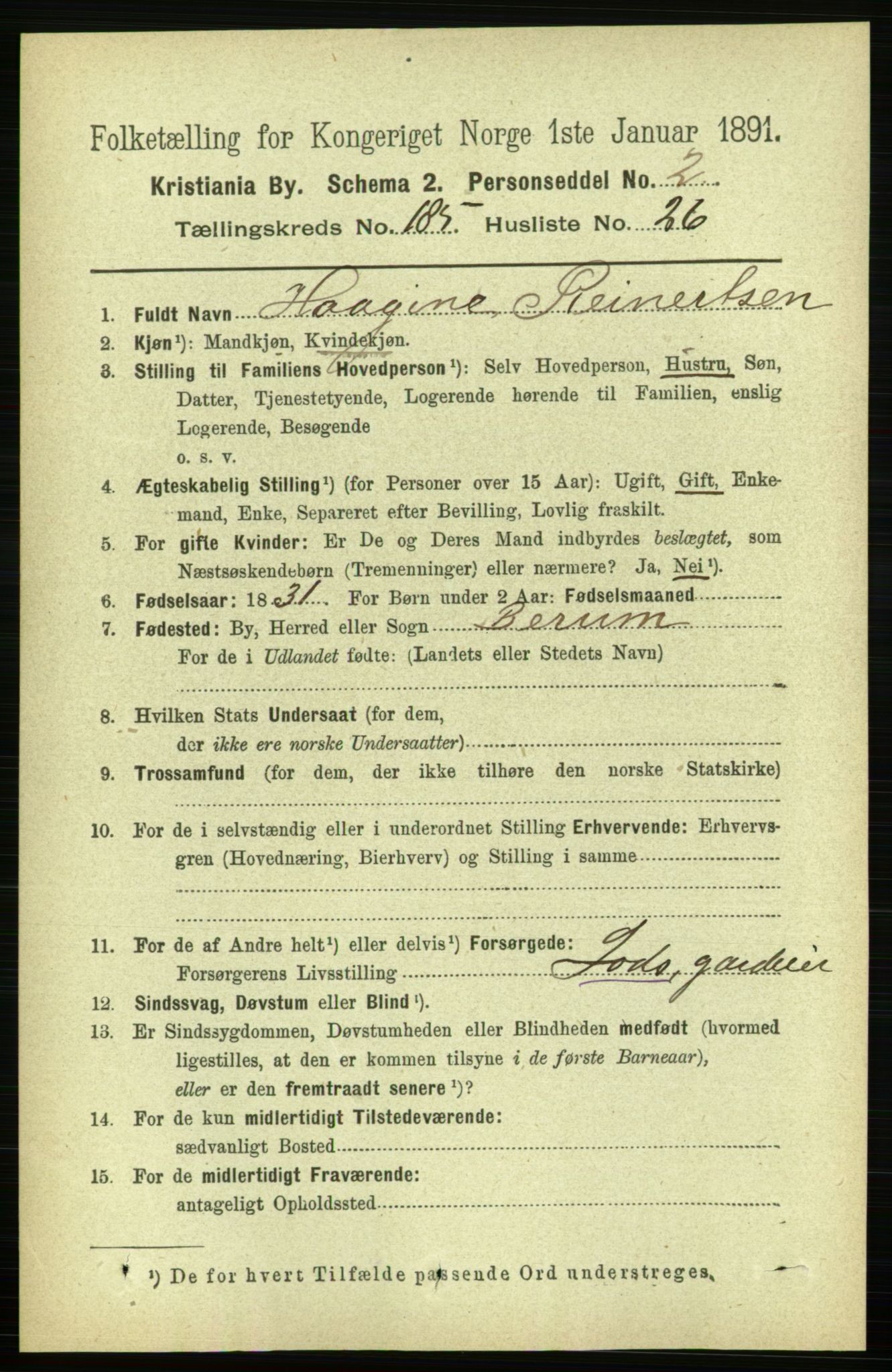 RA, 1891 census for 0301 Kristiania, 1891, p. 111252