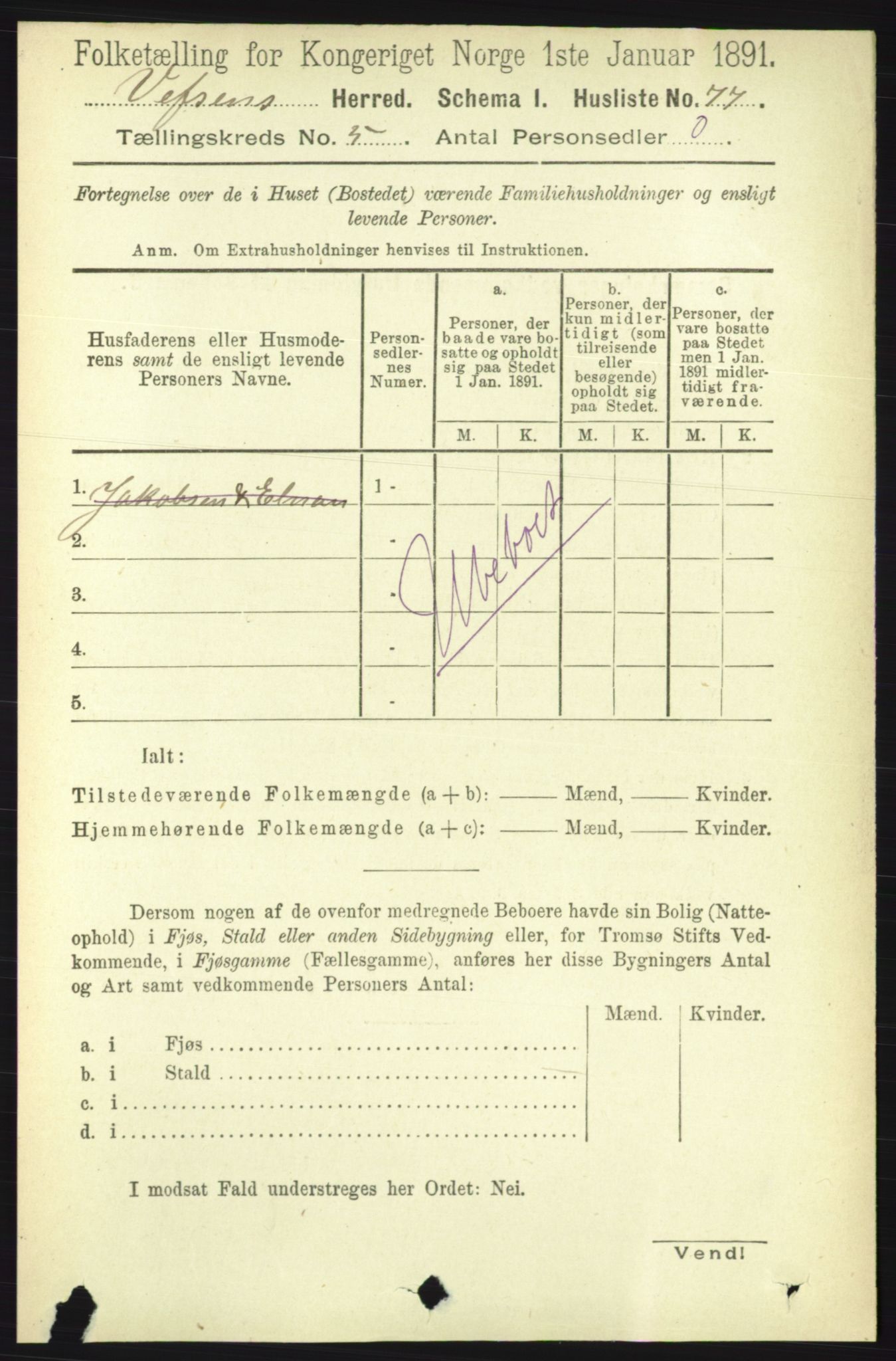 RA, 1891 census for 1824 Vefsn, 1891, p. 2078